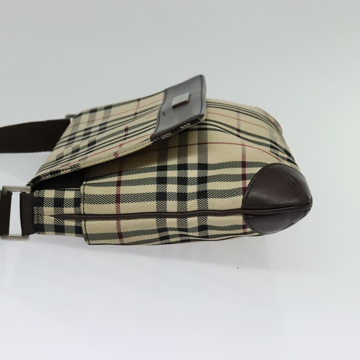 Burberry Vintage Flap Haymarket Canvas Beige Nylon Shoulder Bag Bag (Pre-Owned)