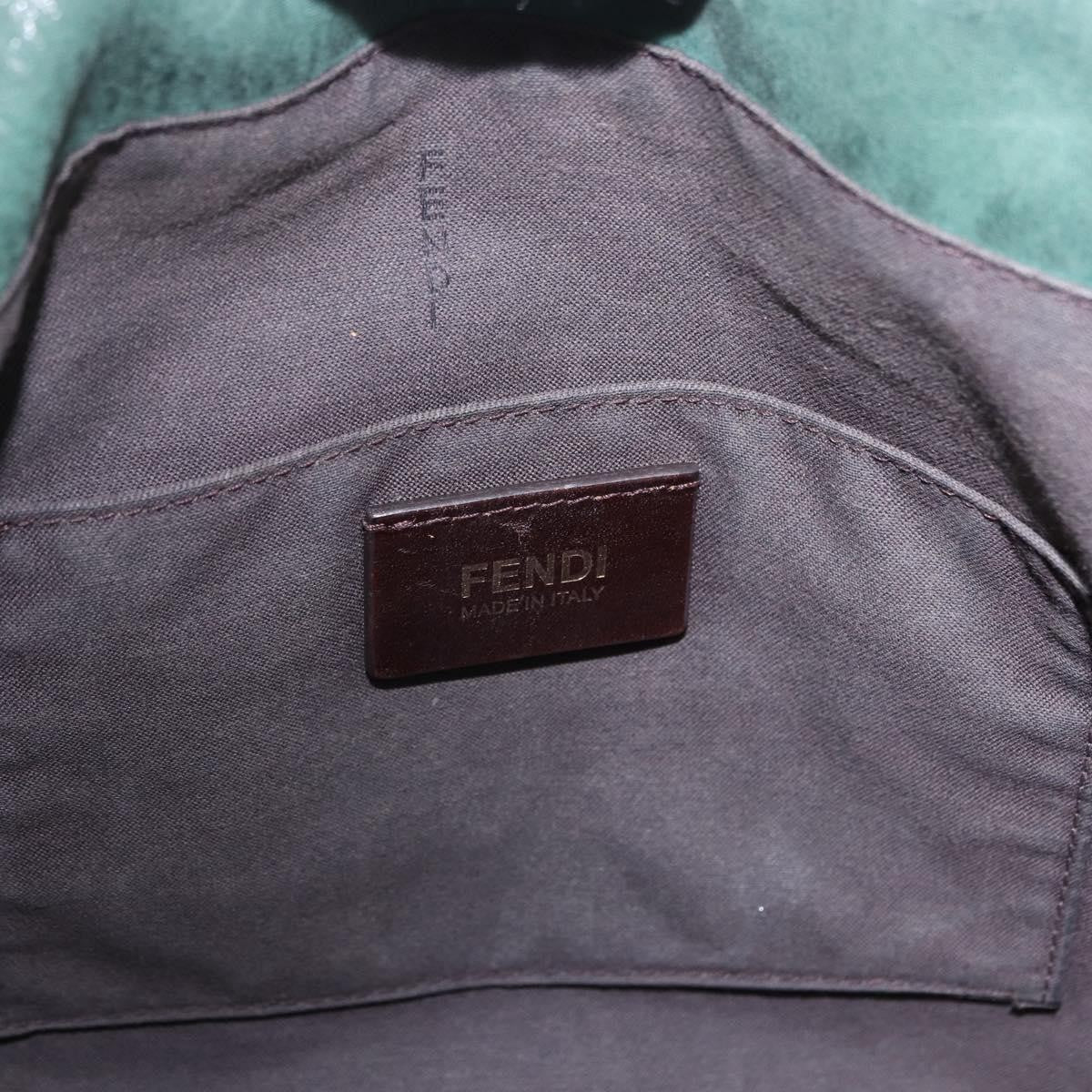 Fendi Vintage Pequin Coated Canvas Green Leather Shoulder Bag Bag (Pre-Owned)