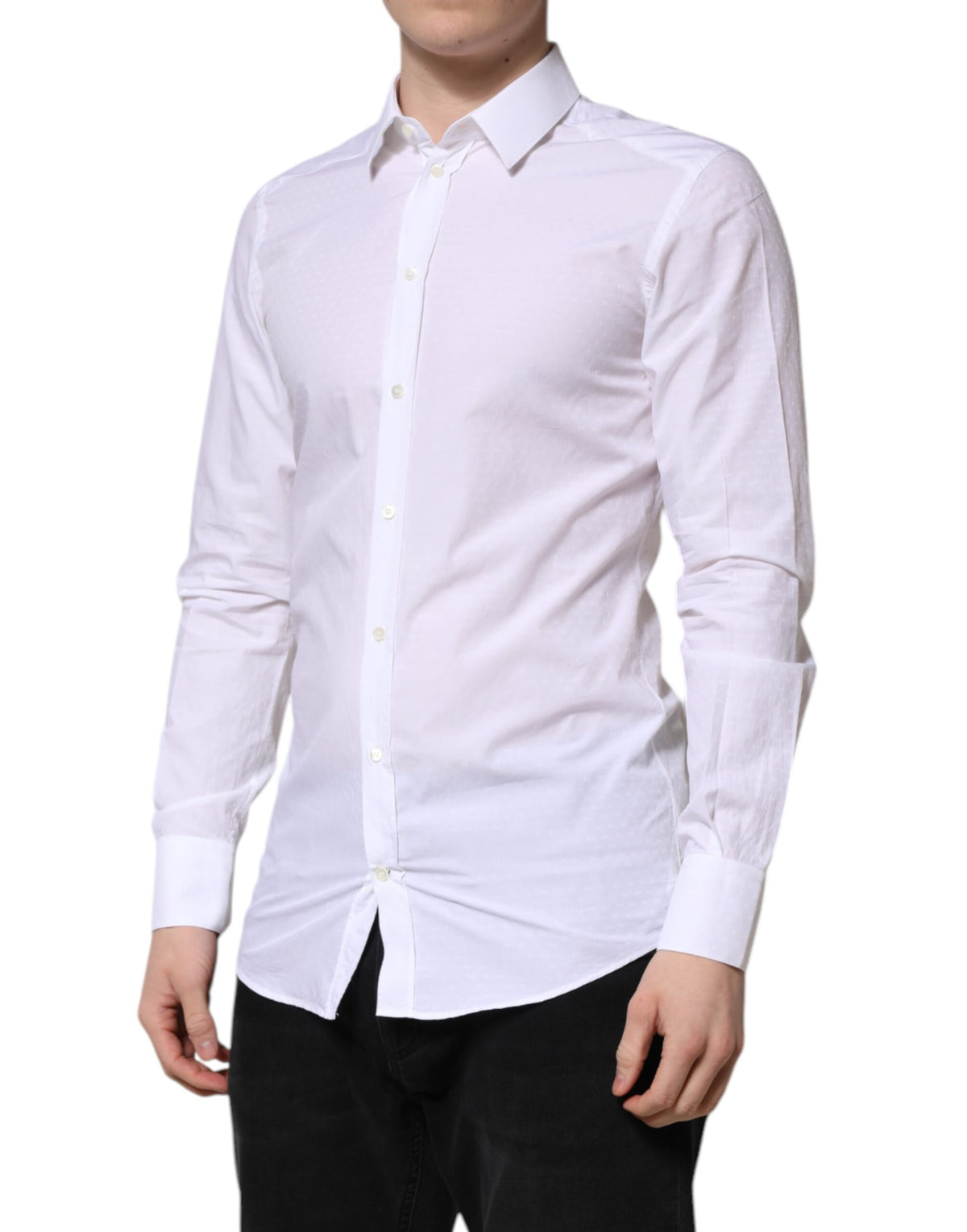 Dolce & Gabbana White GOLD Long Sleeve Dress Men Formal Men's Shirt (Pre-Owned)