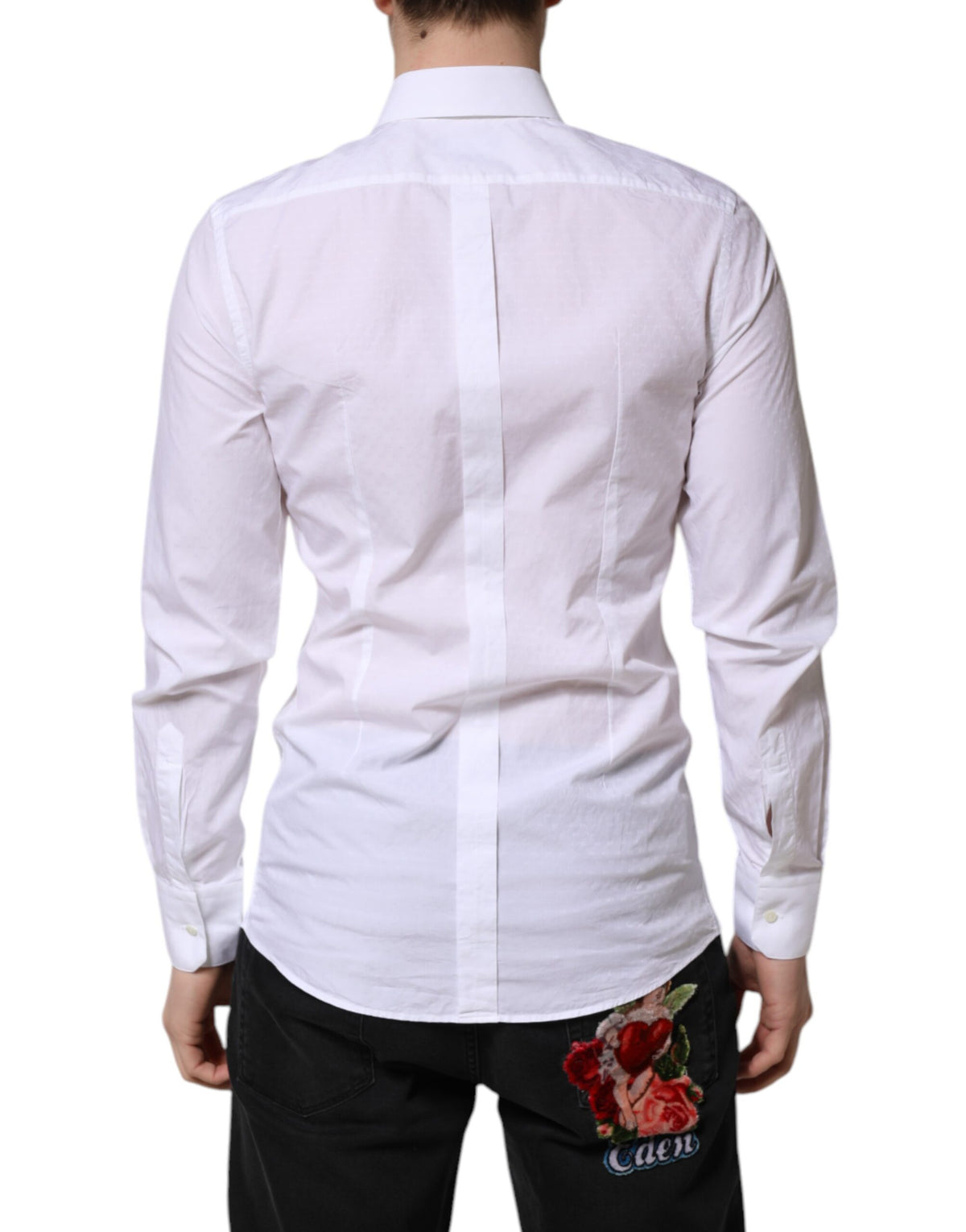 Dolce & Gabbana White GOLD Long Sleeve Dress Men Formal Men's Shirt (Pre-Owned)