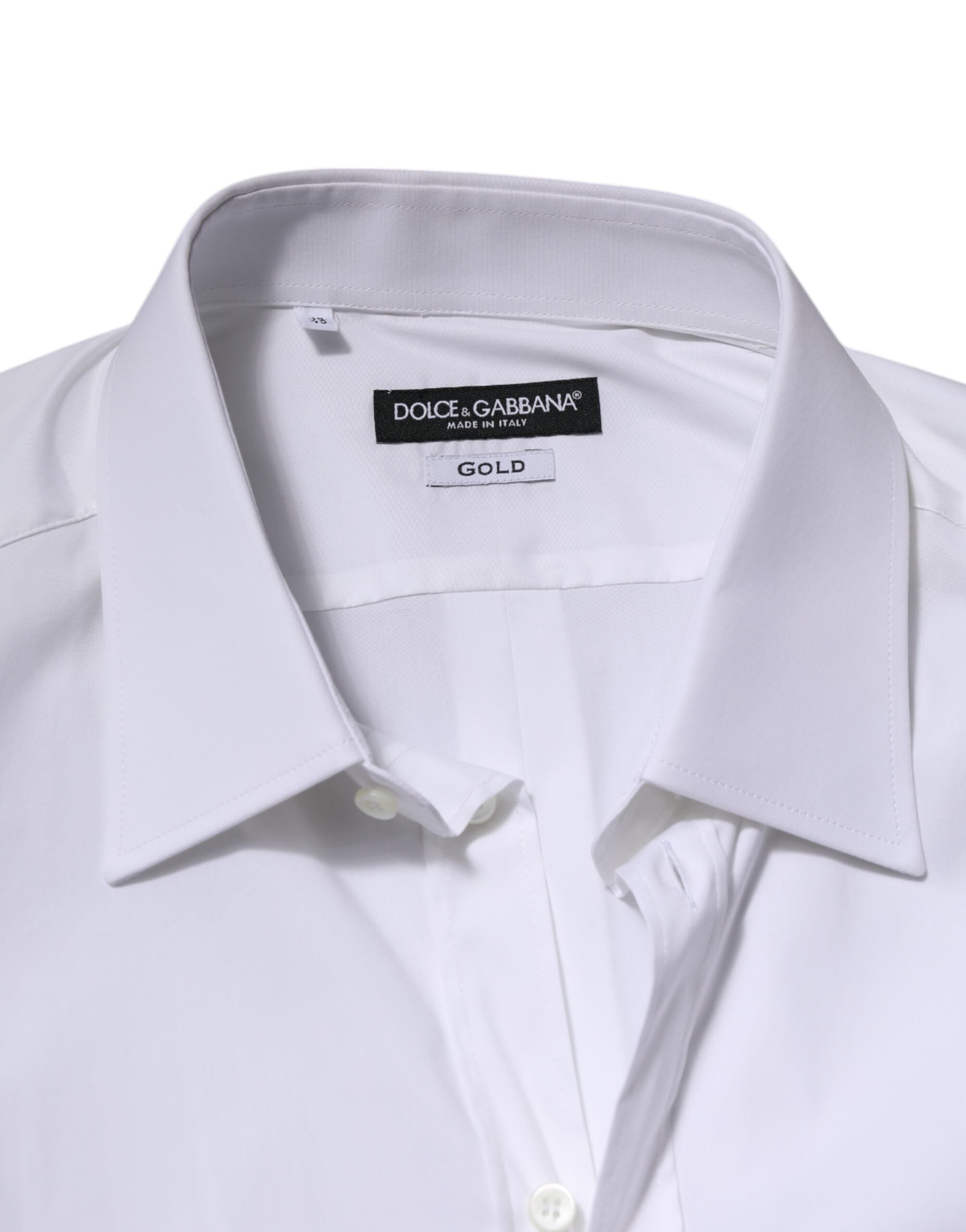 Dolce & Gabbana White GOLD Long Sleeve Dress Men Formal Men's Shirt (Pre-Owned)