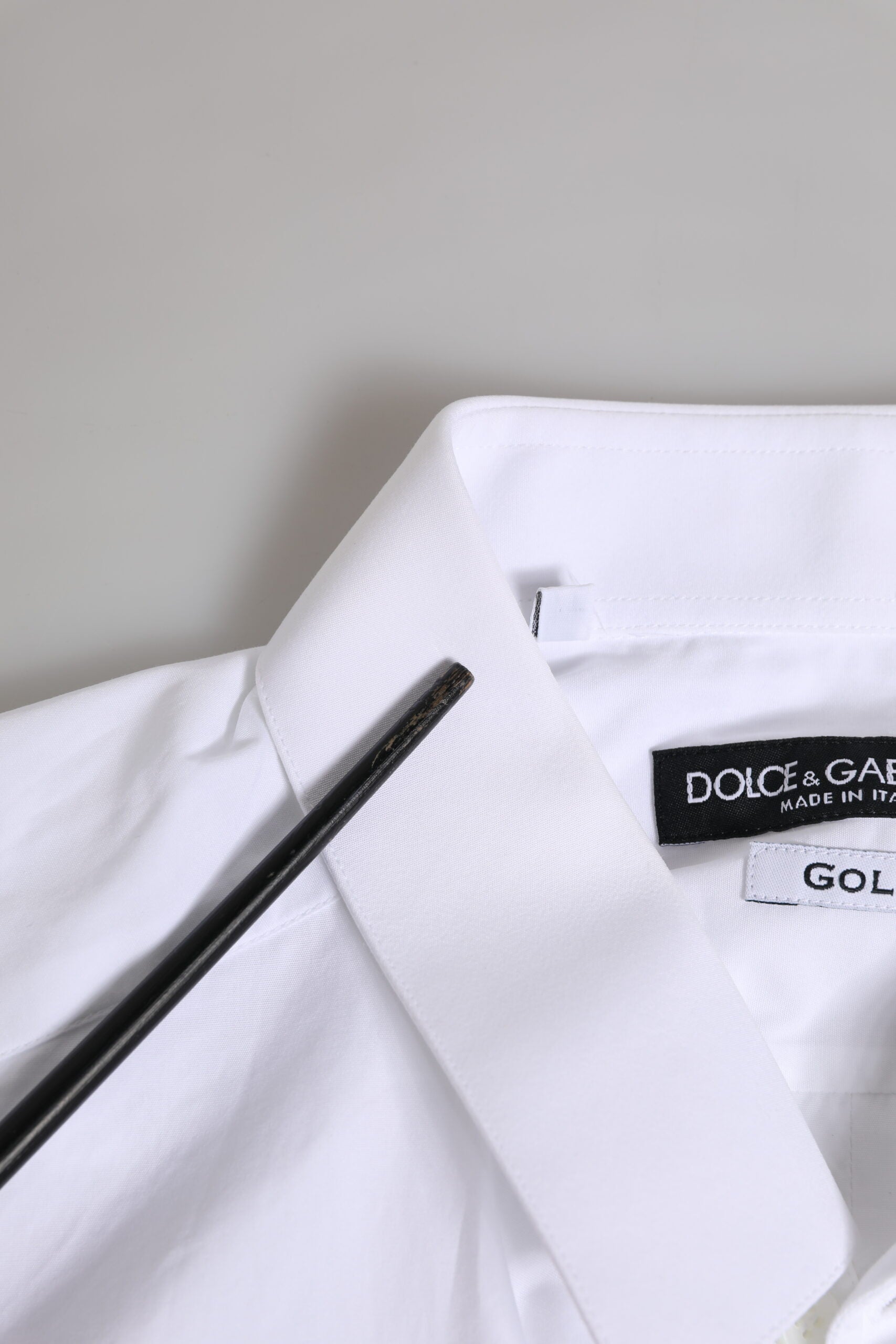 Dolce & Gabbana White GOLD Cotton Long Sleeves Men Formal Men's Shirt (Pre-Owned)