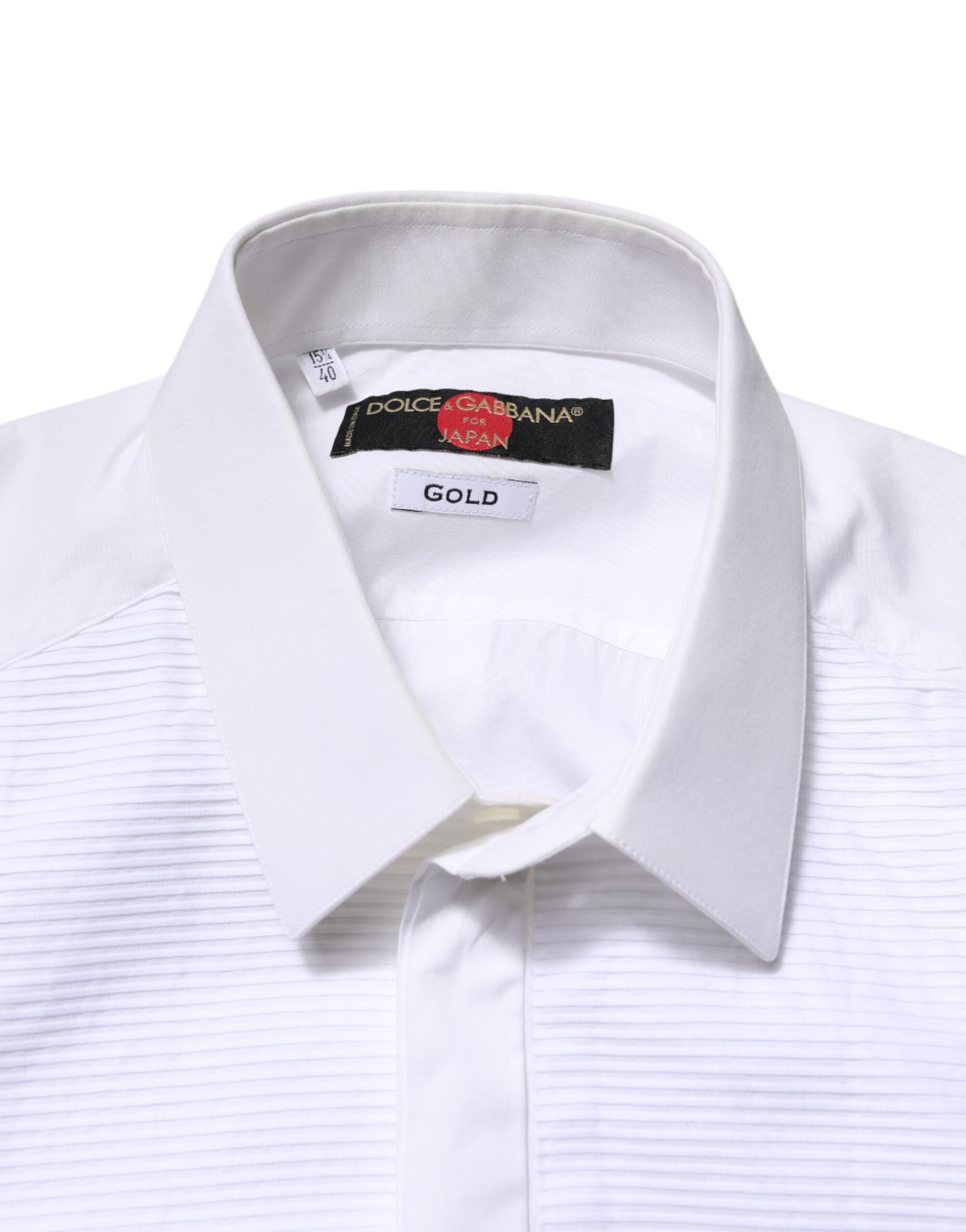 Dolce & Gabbana White GOLD Cotton Bib Dress Formal Men's Shirt (Pre-Owned)