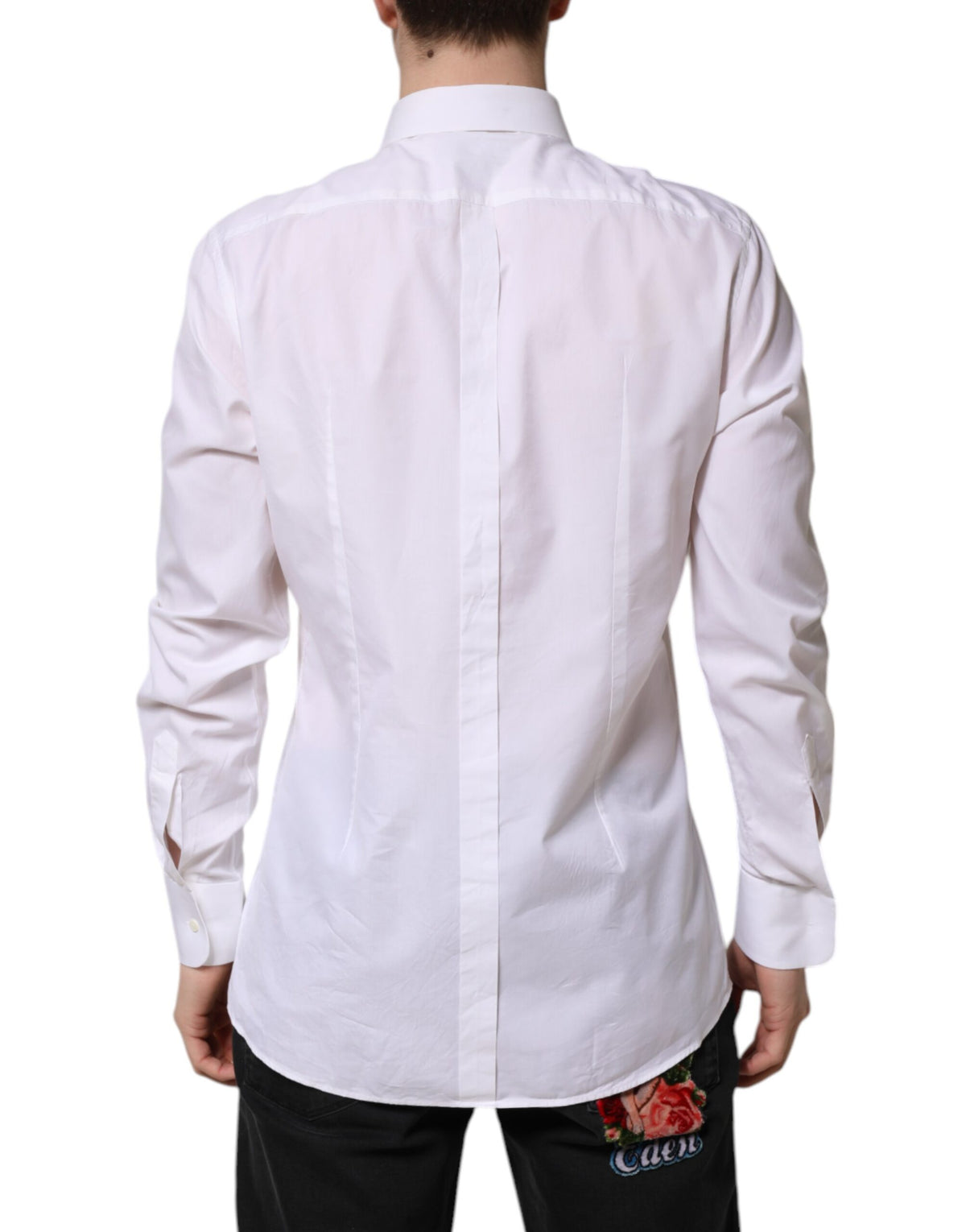Dolce & Gabbana White GOLD Cotton Long Sleeves Formal Men's Shirt (Pre-Owned)