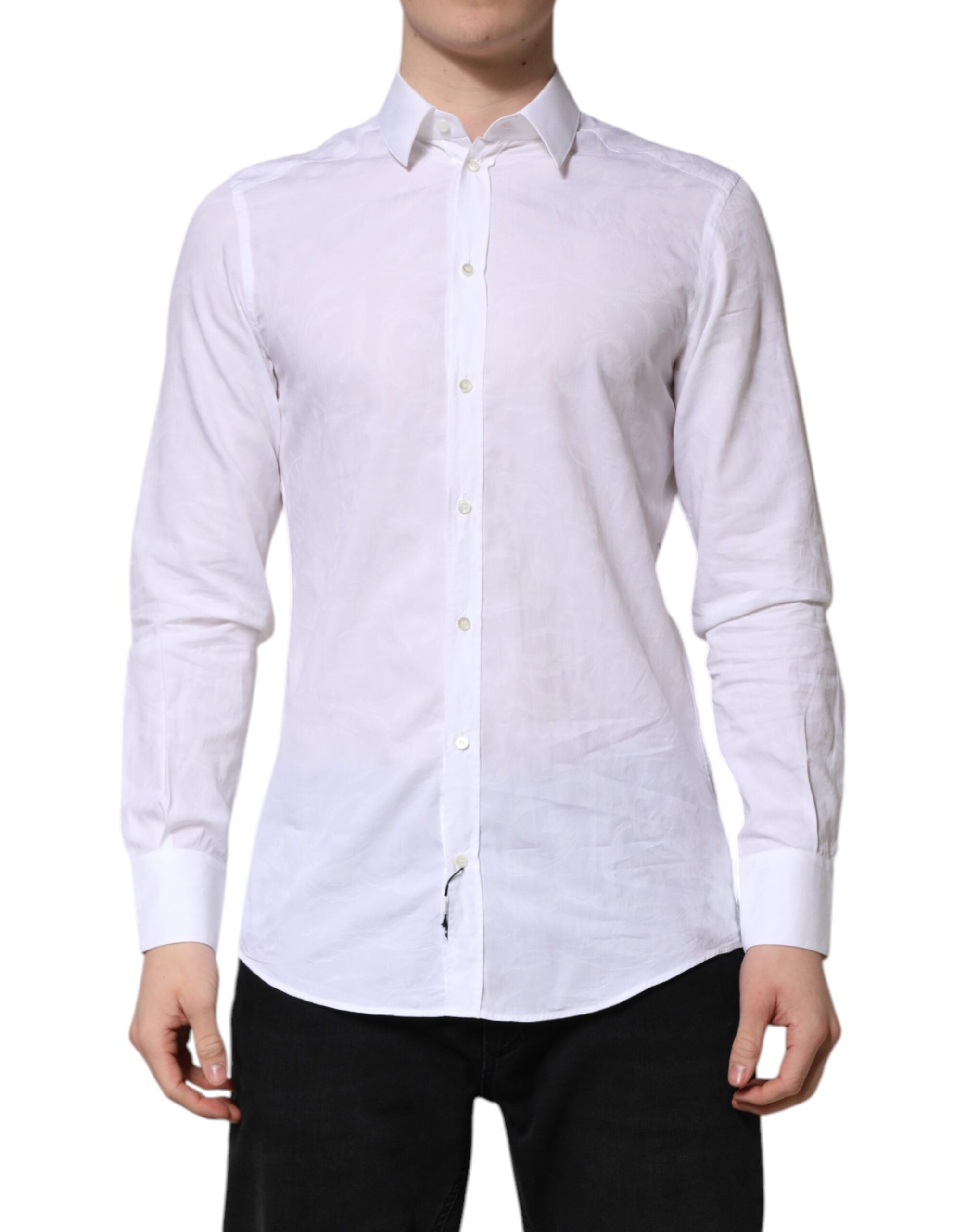 Dolce & Gabbana White MARTINI Cotton Long Sleeve Formal Men's Shirt (Pre-Owned)