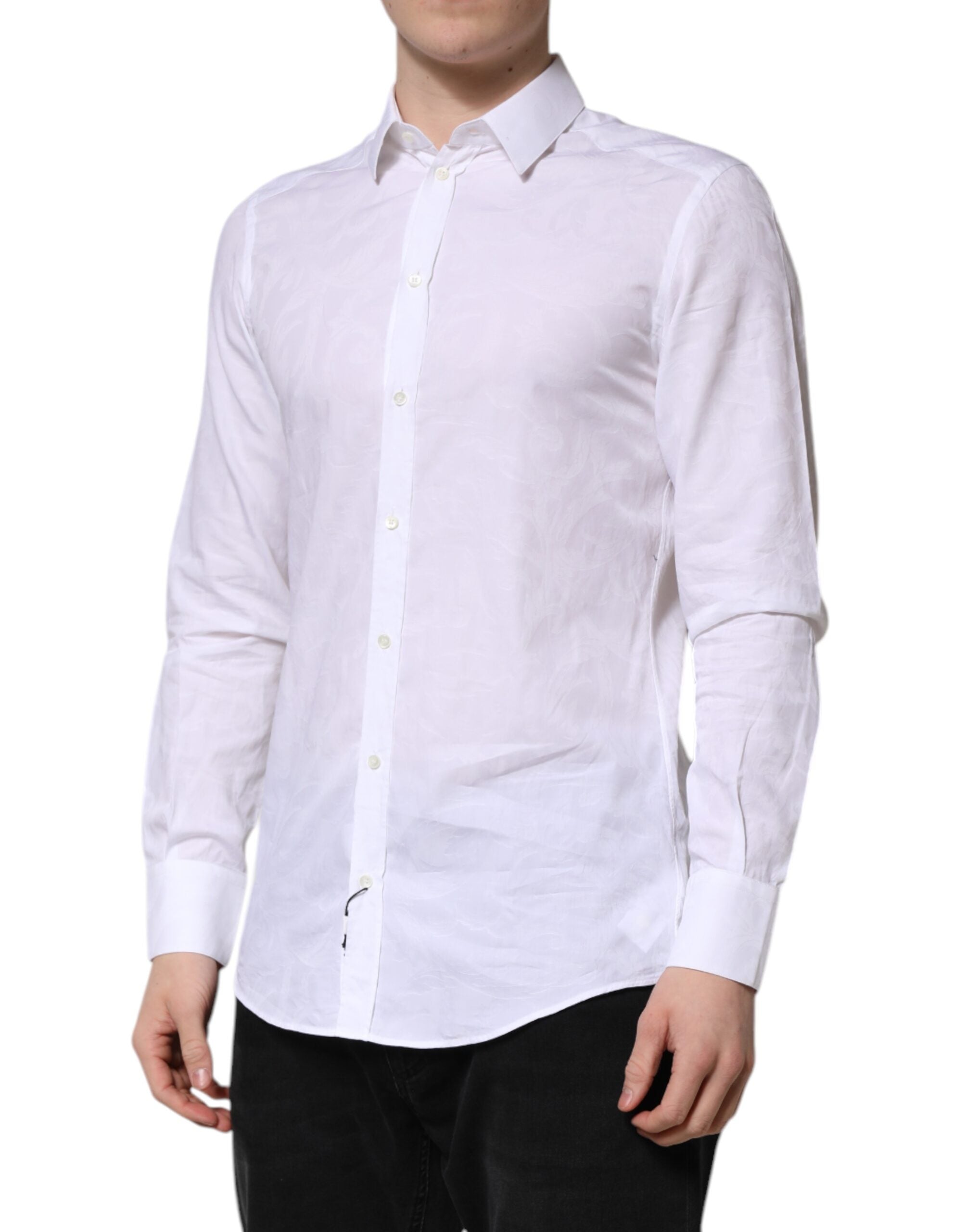 Dolce & Gabbana White MARTINI Cotton Long Sleeve Formal Men's Shirt (Pre-Owned)