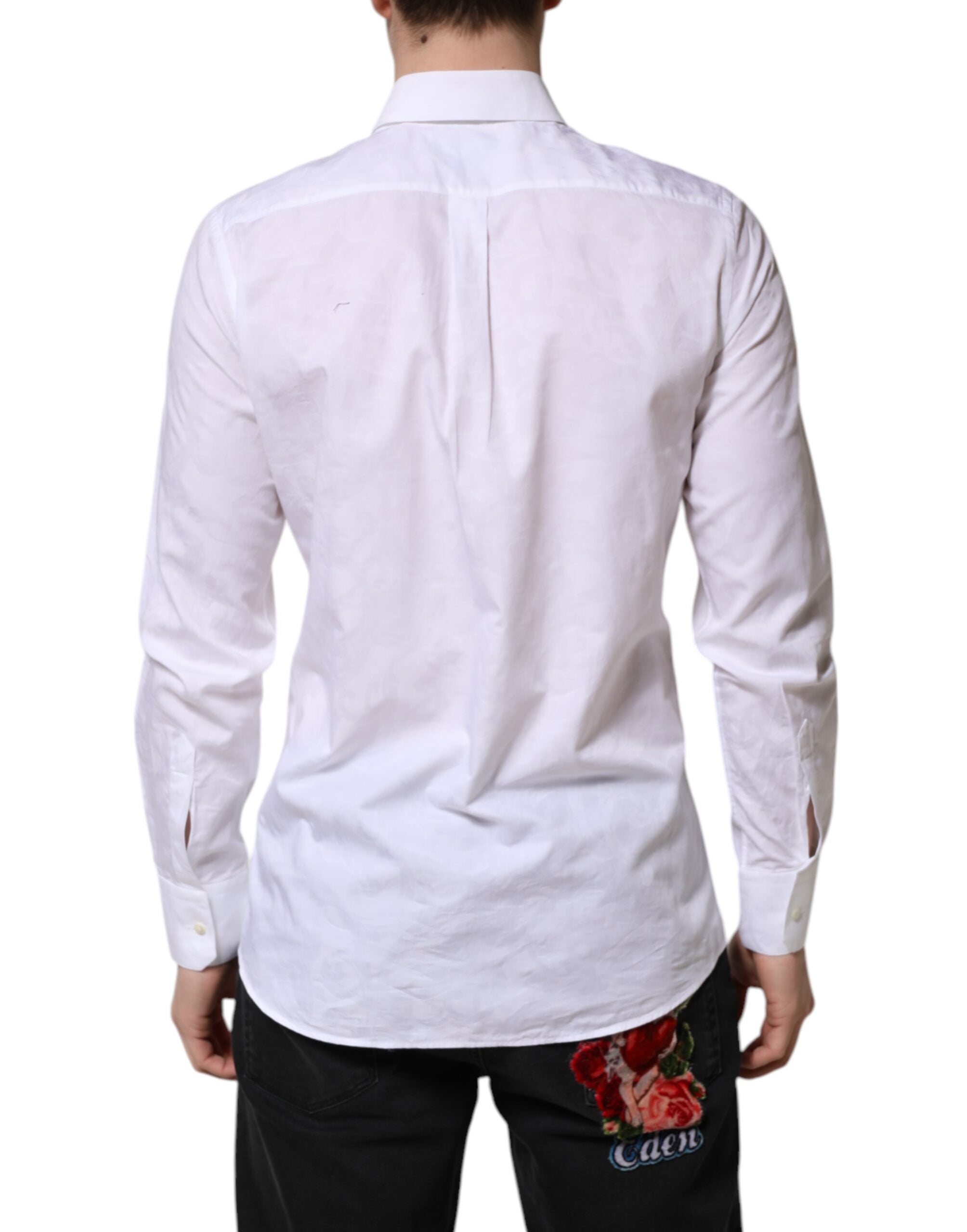 Dolce & Gabbana White MARTINI Cotton Long Sleeve Formal Men's Shirt (Pre-Owned)