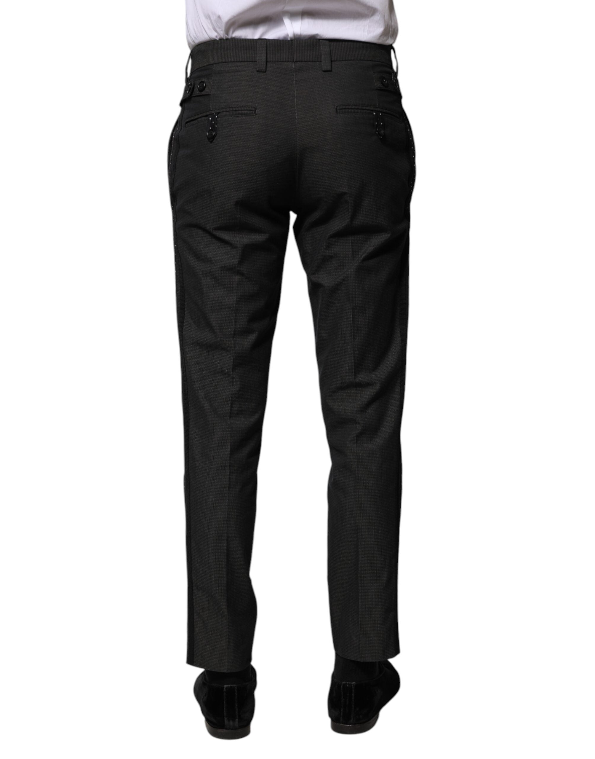 Dolce & Gabbana Gray Cotton Patterned Formal Men's Pants