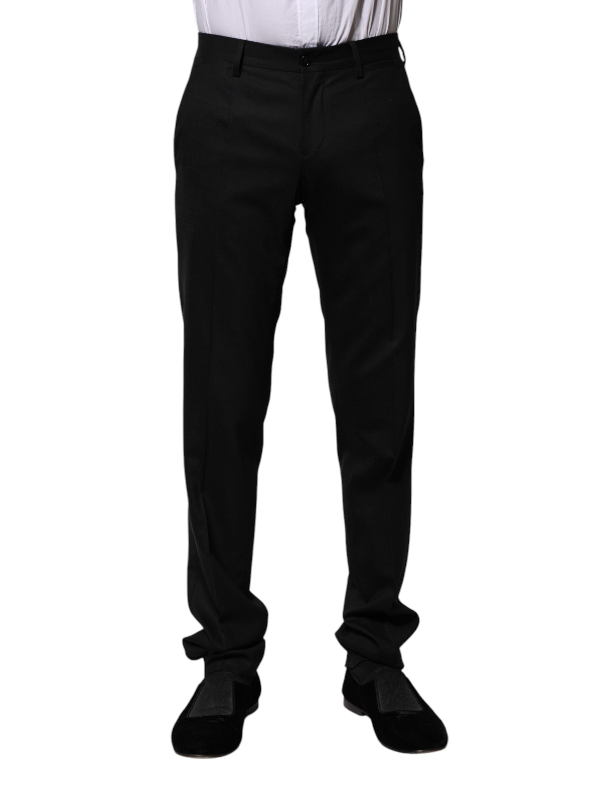 Dolce & Gabbana Black Wool Formal Dress Men's Pants