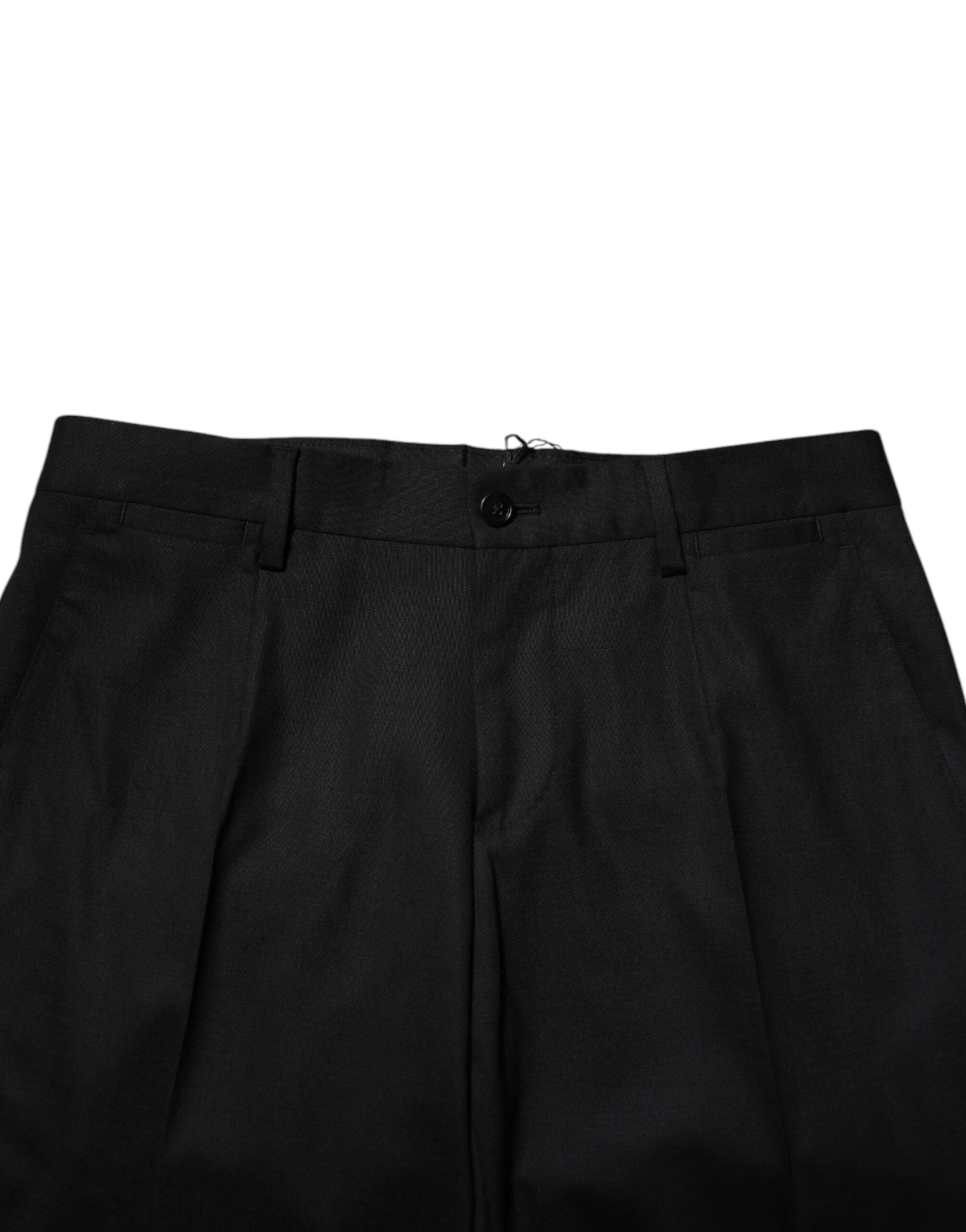 Dolce & Gabbana Black Wool Formal Dress Men's Pants
