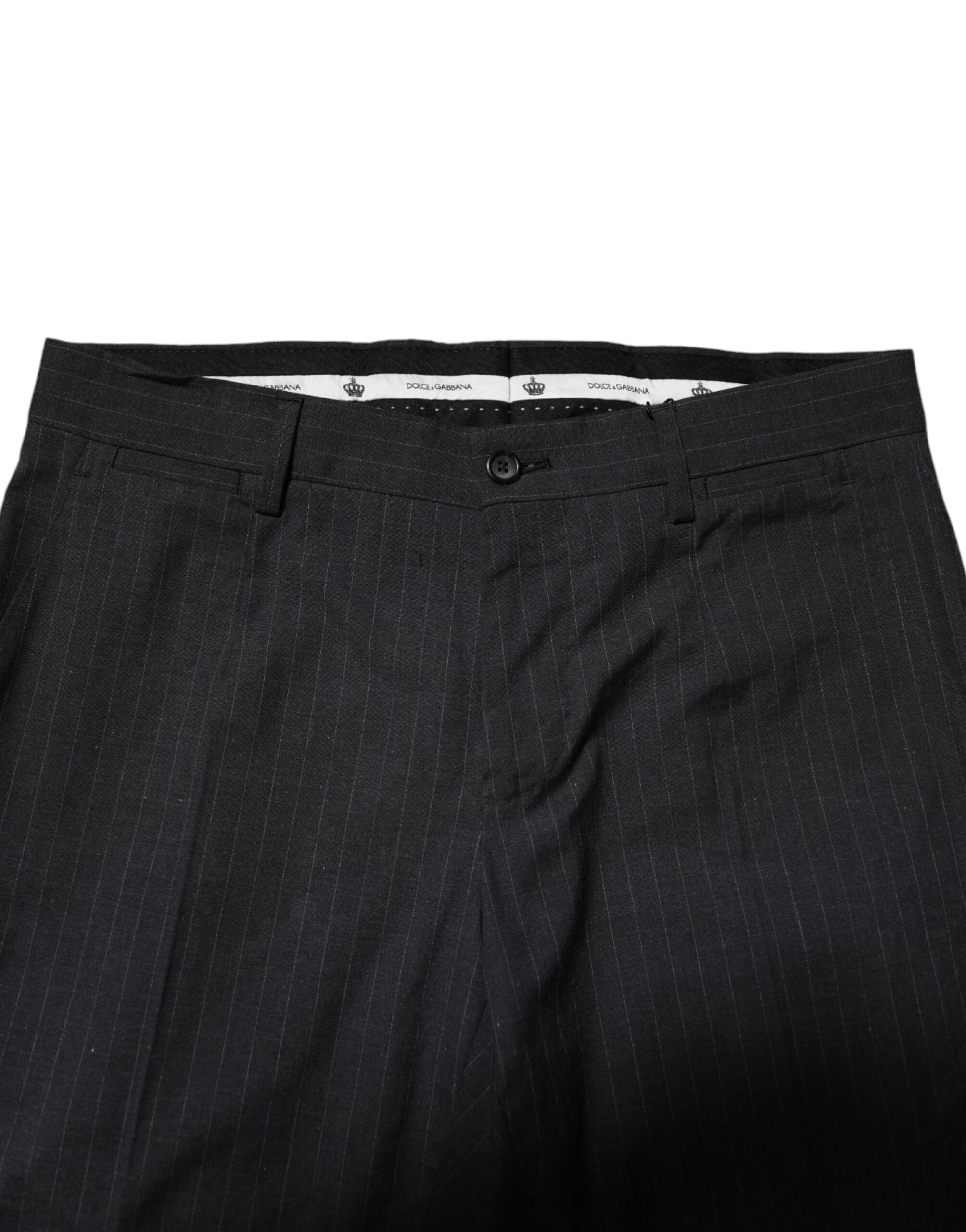Dolce & Gabbana Gray Striped Cotton Formal Men's Pants
