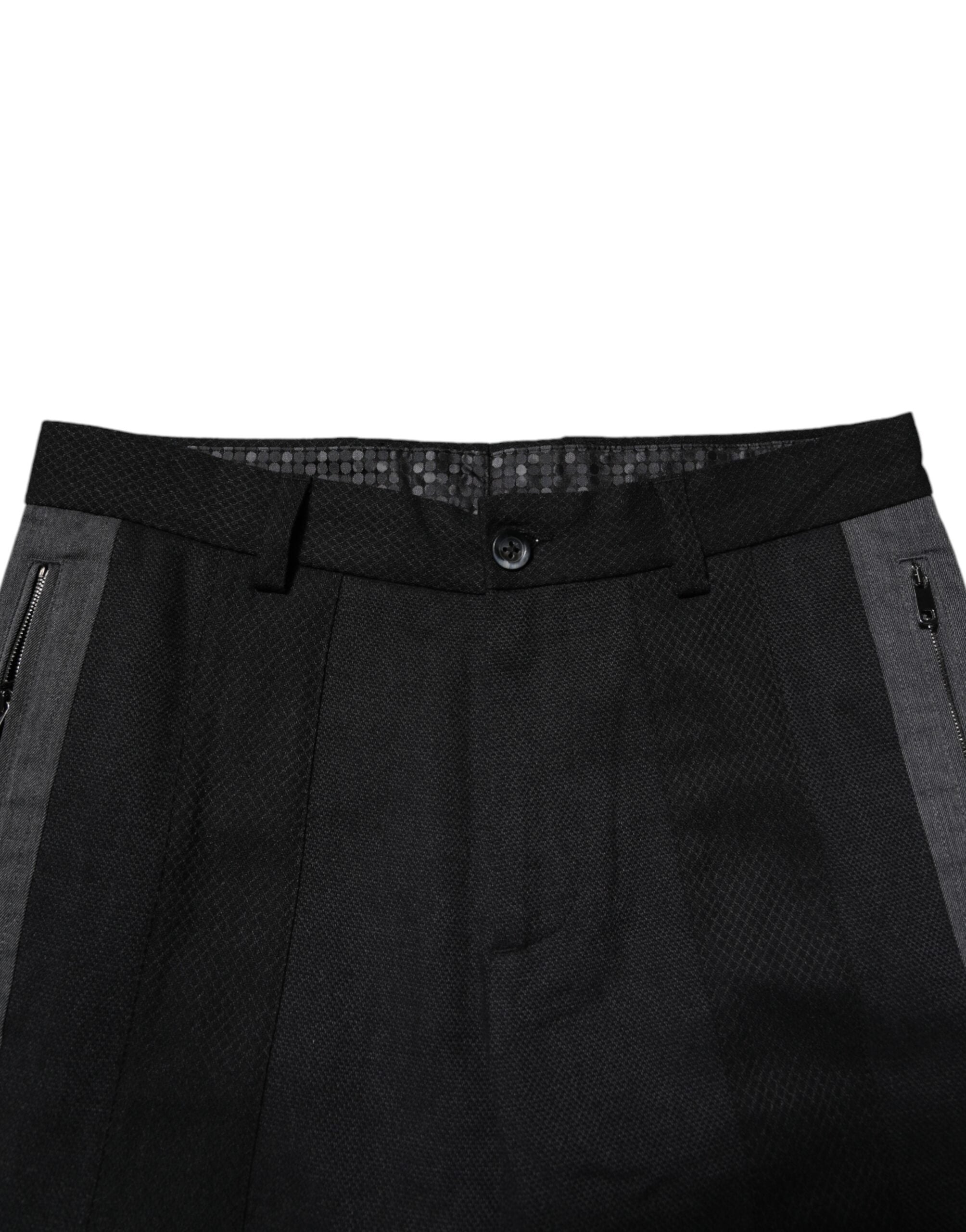 Dolce & Gabbana Black Gray Cotton Tapered Men Men's Pants