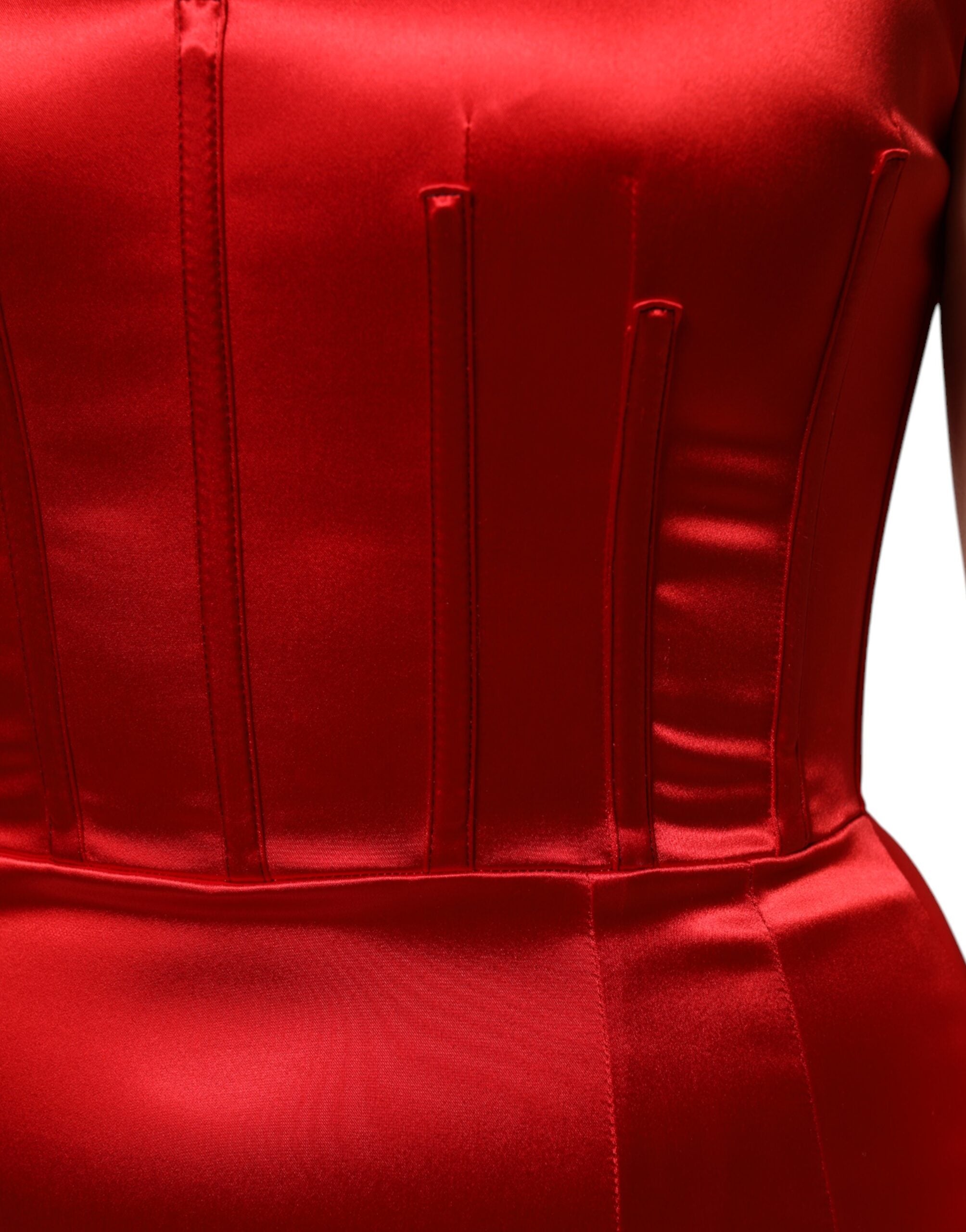 Dolce & Gabbana Red Acetate Sleeveless Sheath Midi Women's Dress (Pre-Owned)