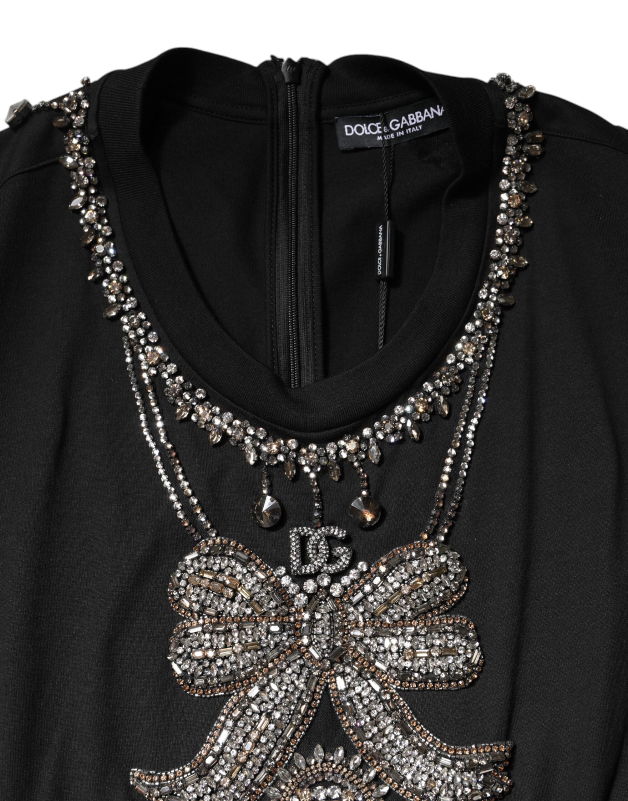 Dolce & Gabbana Black Cotton Rhinestone Embellished Tank Women's Top