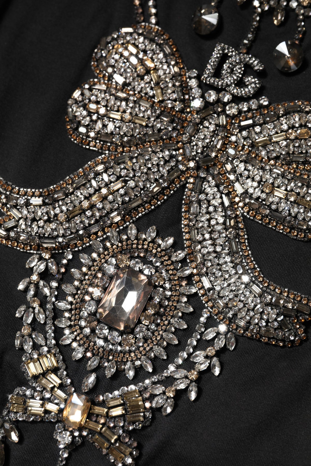Dolce & Gabbana Black Cotton Rhinestone Embellished Tank Women's Top