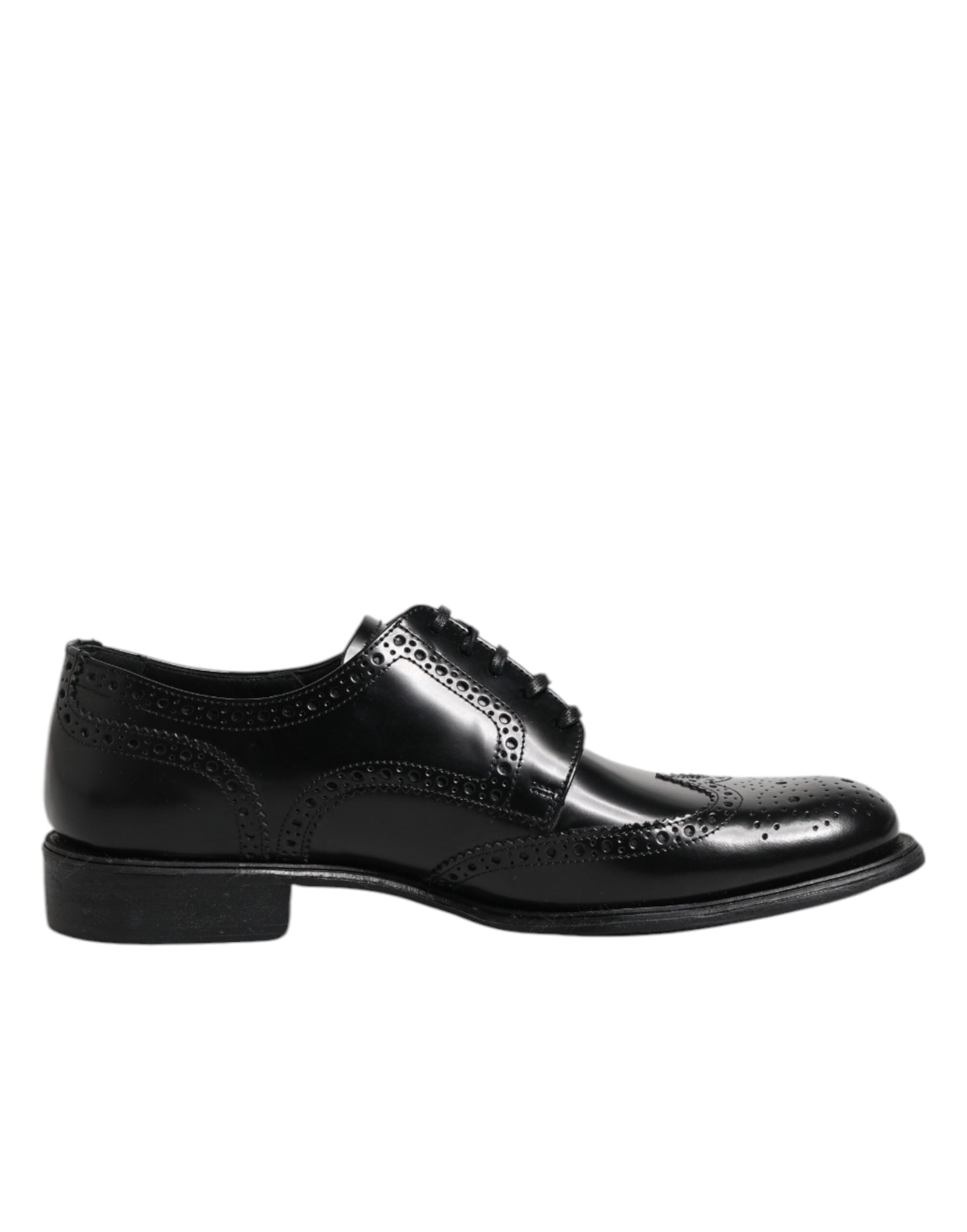 Dolce & Gabbana Black Leather Derby Wingtip Formal Men's Shoes