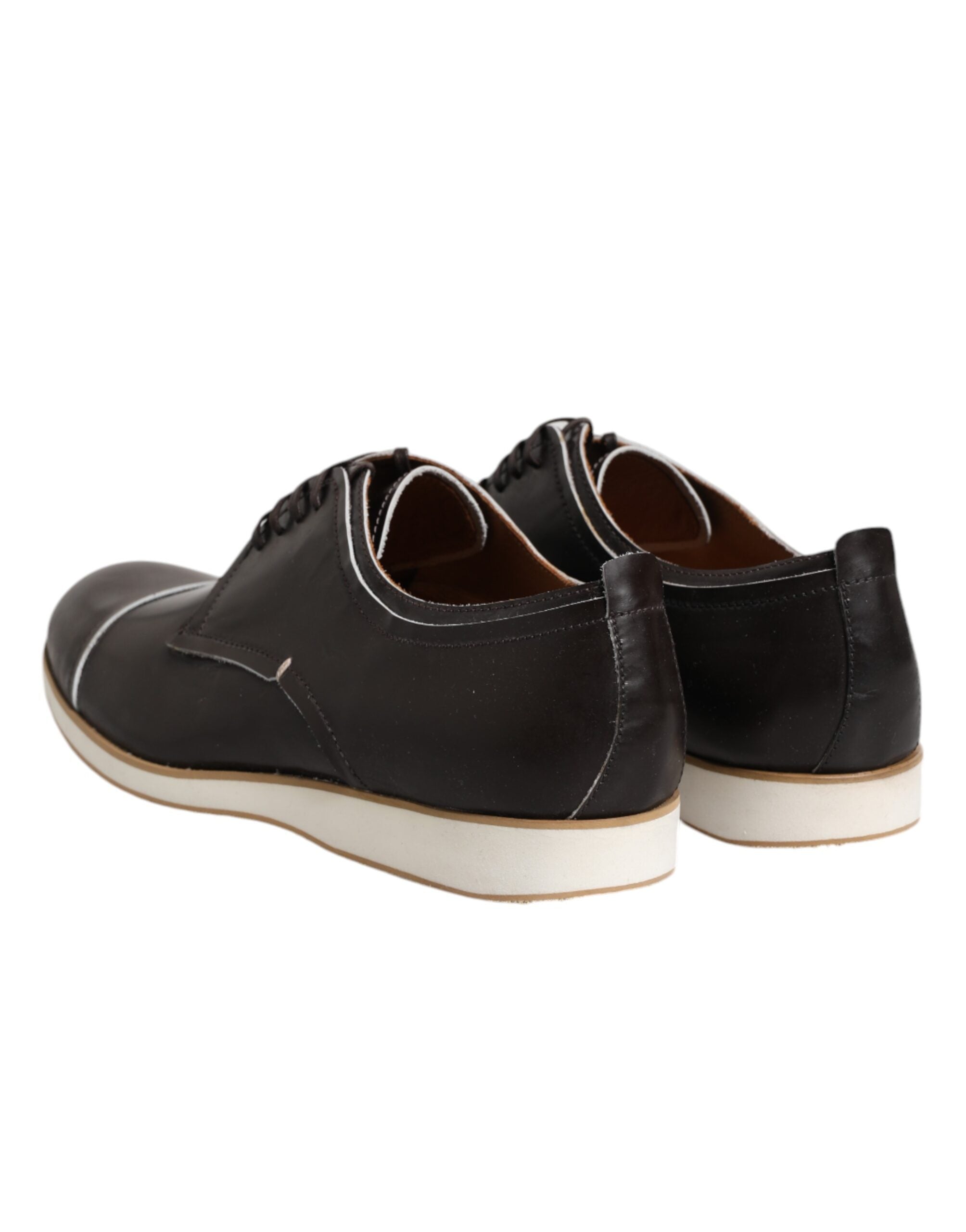 Pollini Dark Brown Leather Derby Lace Up Dress Formal Men's Shoes