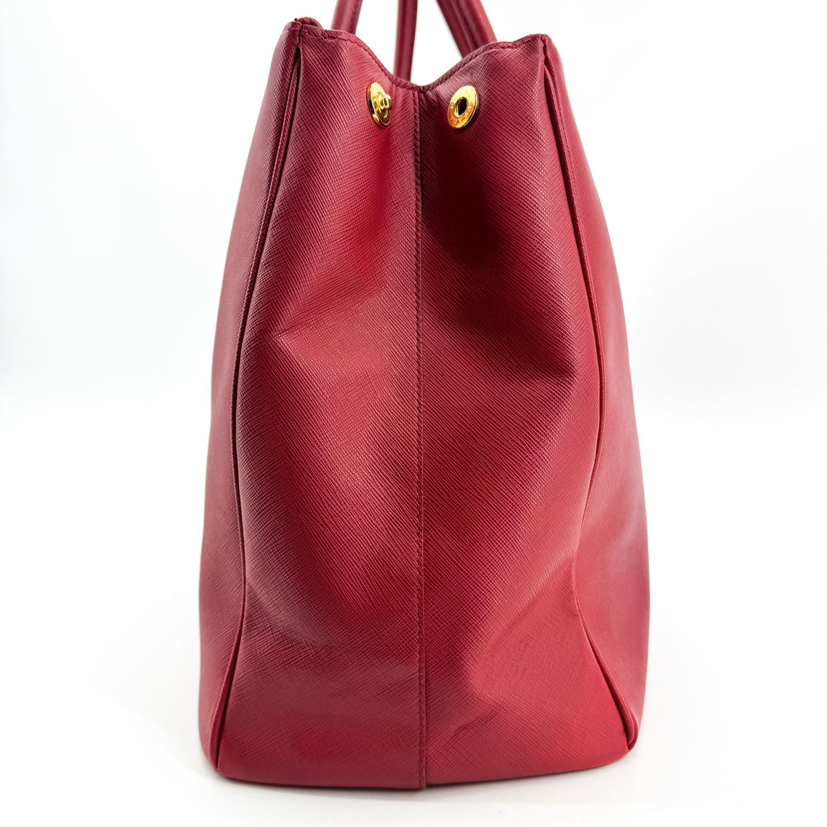 Prada Double Zip Lux Vernice Saffiano Leather Red Leather Tote Bag Bag (Pre-Owned)