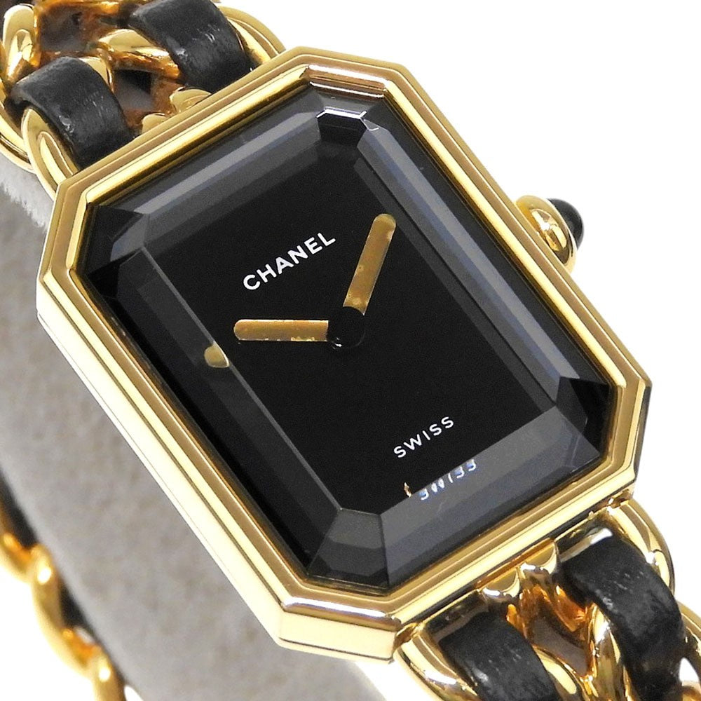 Chanel Premiere Rock Quartz Plated Metal And Leather Watch (Pre-Owned)