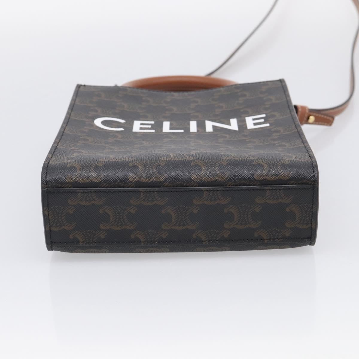 Celine Vertical Cabas Triomphe Coated Canvas Brown Canvas Tote Bag Bag (Pre-Owned)
