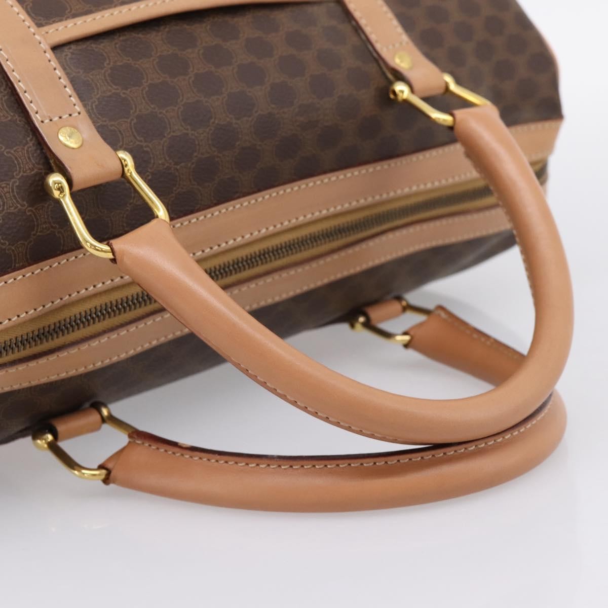Celine Vintage Boston Macadam Coated Canvas Brown Pvc Handbag (Pre-Owned)