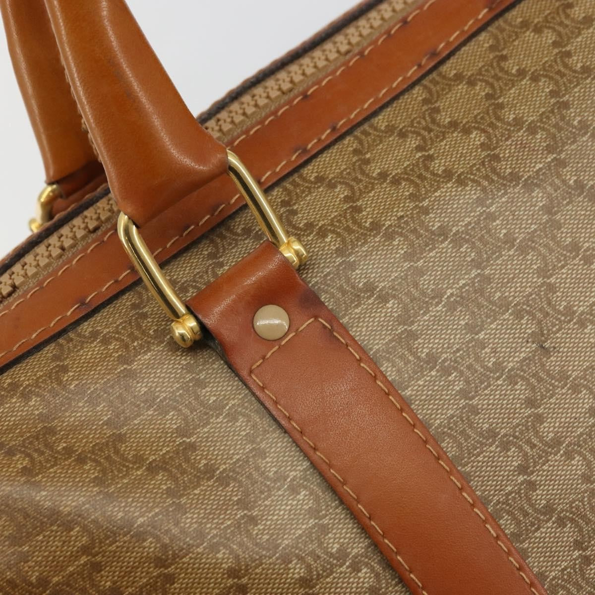 Celine Vintage Macadam Canvas And Leather Beige Canvas Handbag (Pre-Owned)