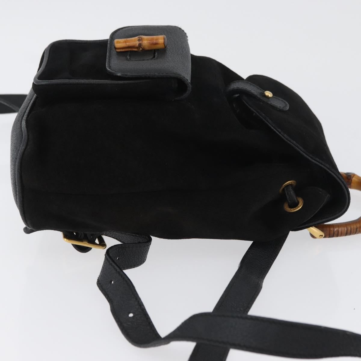 Gucci Gucci Bamboo Daim Black Suede Backpack Bag (Pre-Owned)