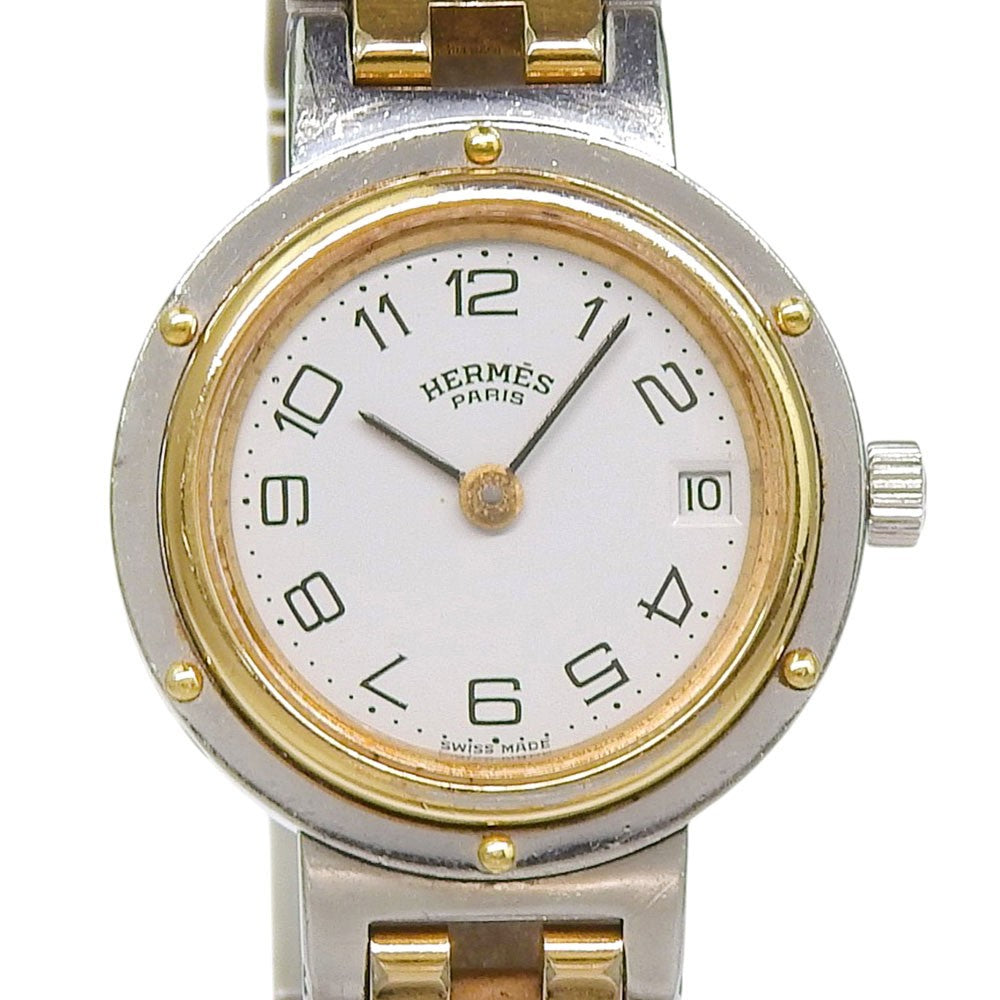 Hermes Clipper Quartz Stainless Steel With Plated Metal Watch (Pre-Owned)