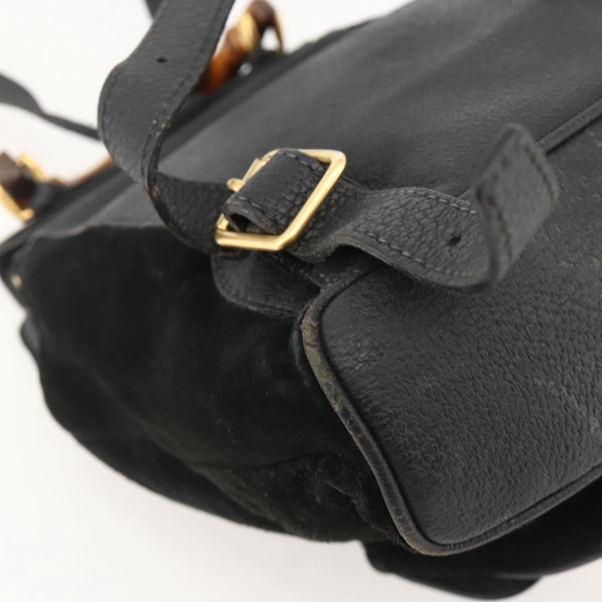Gucci Gucci Bamboo Daim Black Denim_Jeans Backpack Bag (Pre-Owned)