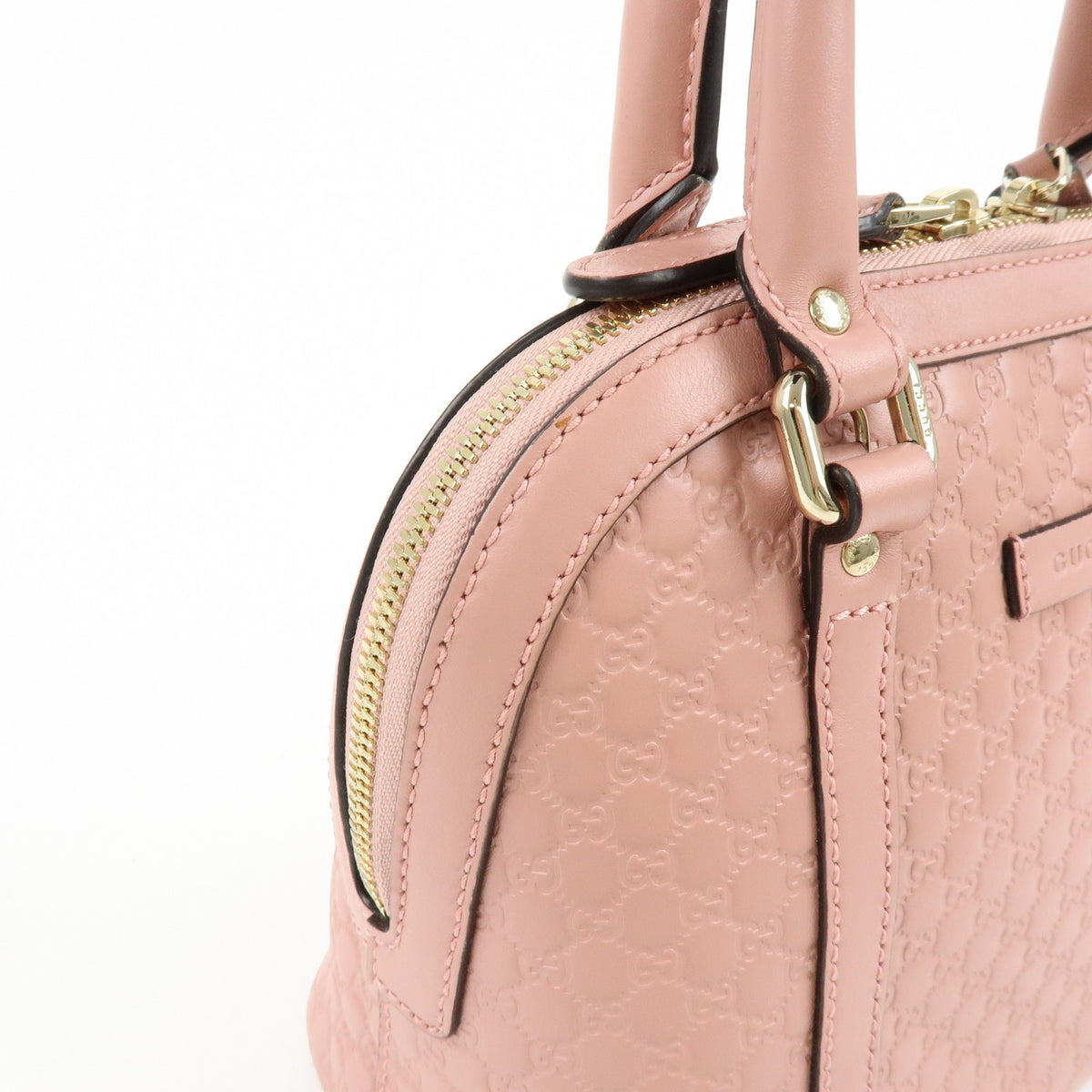 Gucci Gg Charm Convertible Dome Satchel Guccissima Leather Pink Leather Handbag (Pre-Owned)