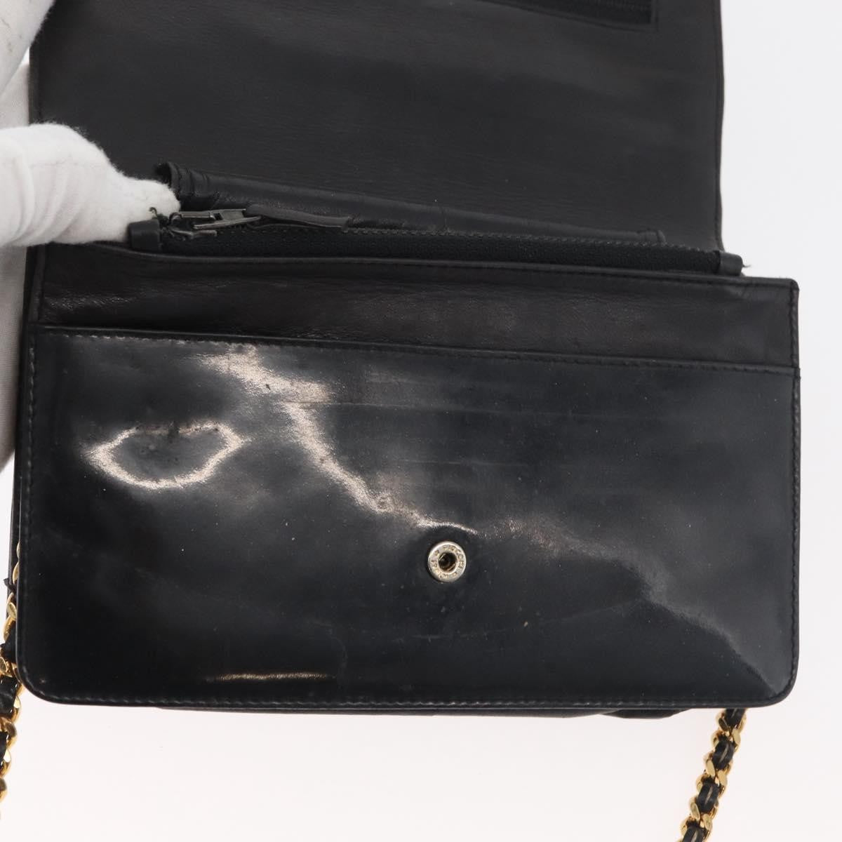 Chanel Vintage Cc Wallet On Chain Patent Black Patent_Leather Shoulder Bag Bag (Pre-Owned)