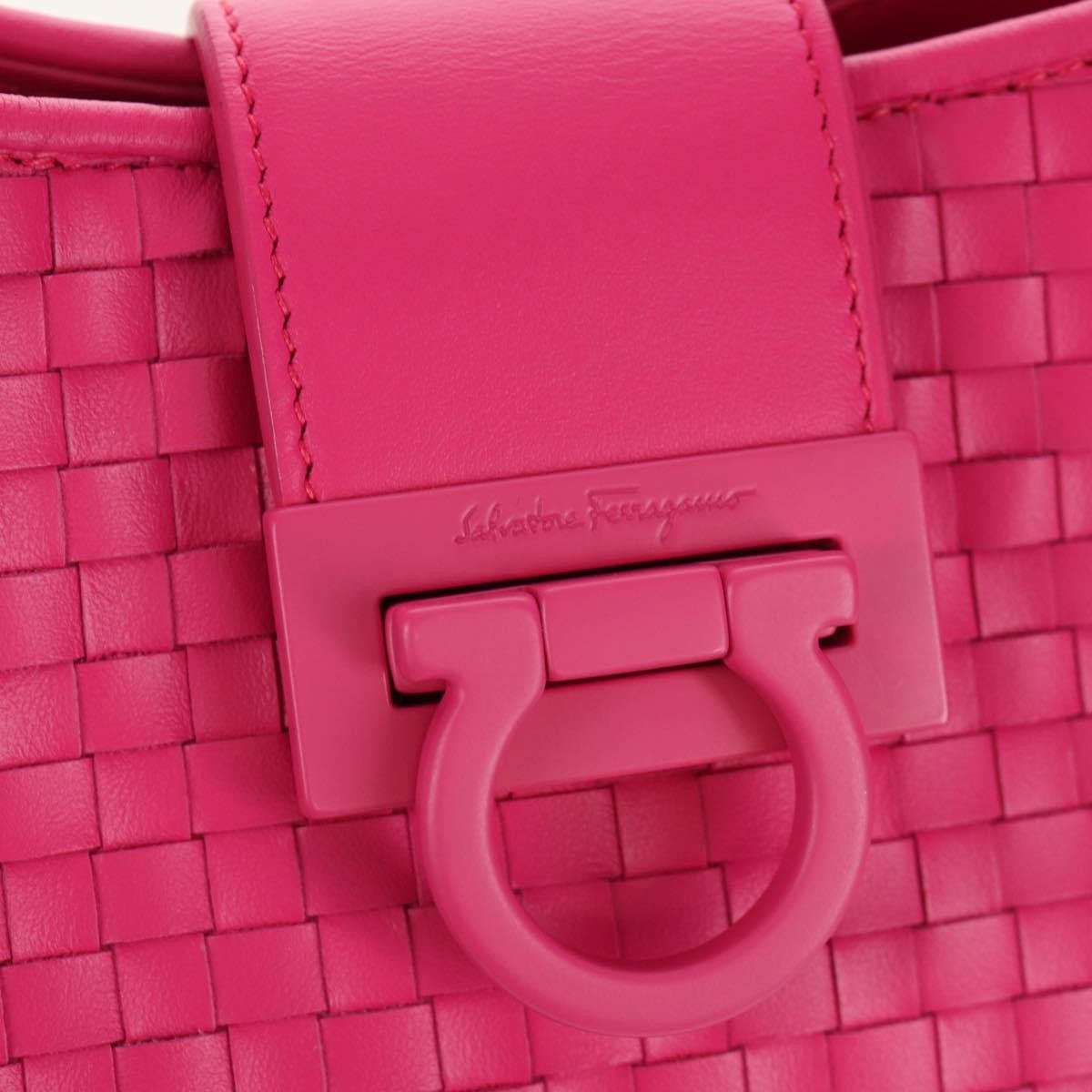 Salvatore Ferragamo Gancini Leather Pink Leather Shoulder Bag Bag (Pre-Owned)