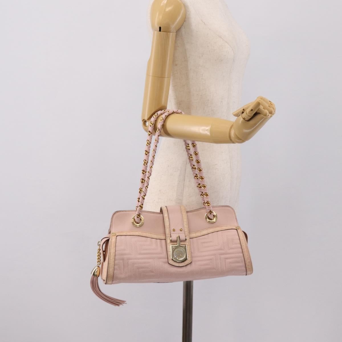 Versace Vintage Tote Leather Pink Leather Tote Bag Bag (Pre-Owned)
