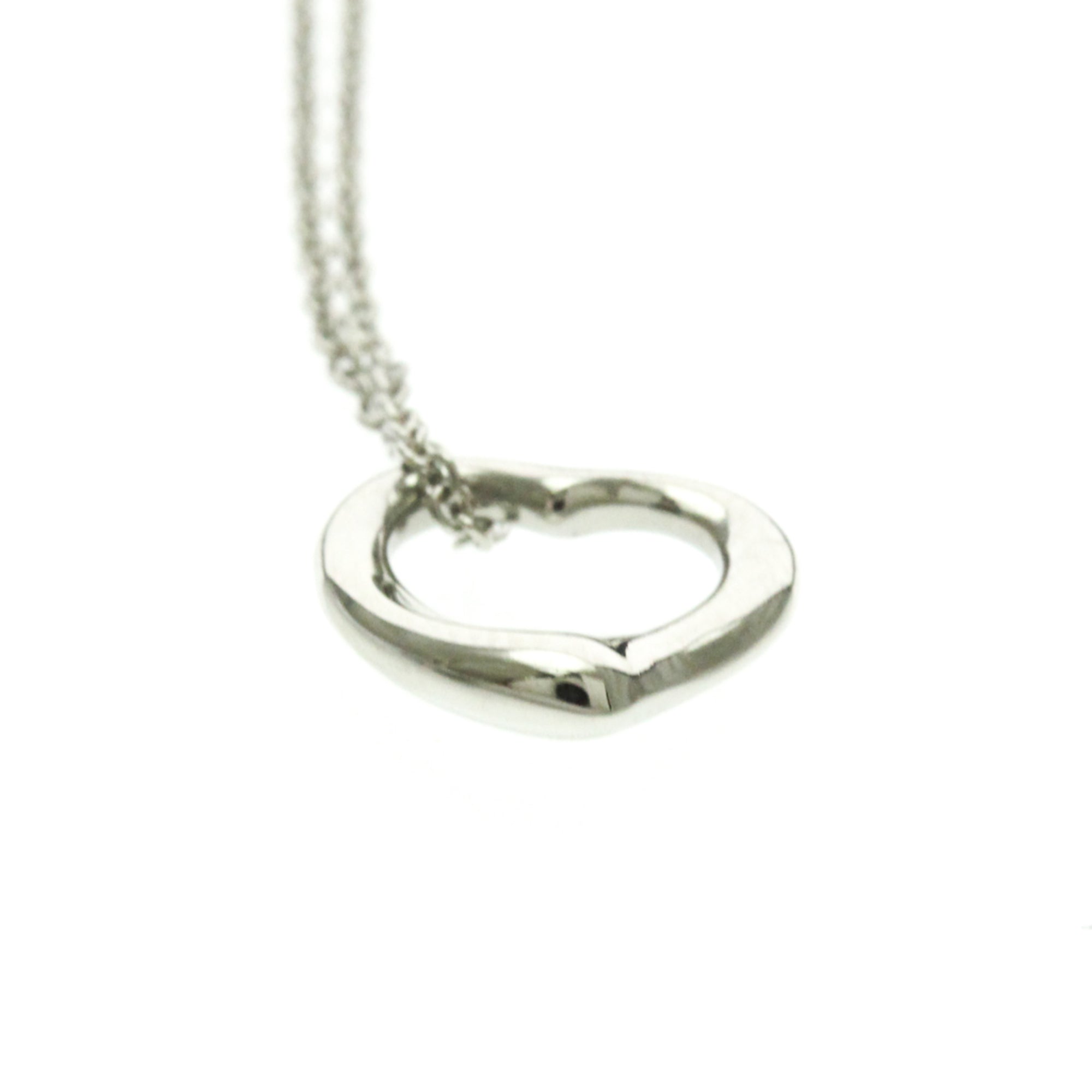 Tiffany & Co. Elsa Peretti Open Heart Pendant Platinum Silver Platinum Necklace Jewelry (Pre-Owned)