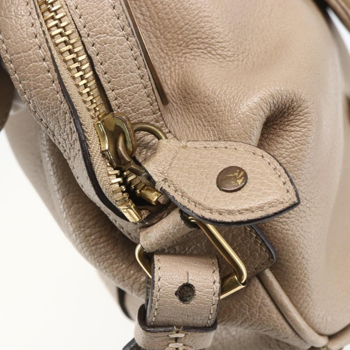 Chloe Abby Convertible Frame Satchel Leather With Suede Beige Leather Handbag (Pre-Owned)