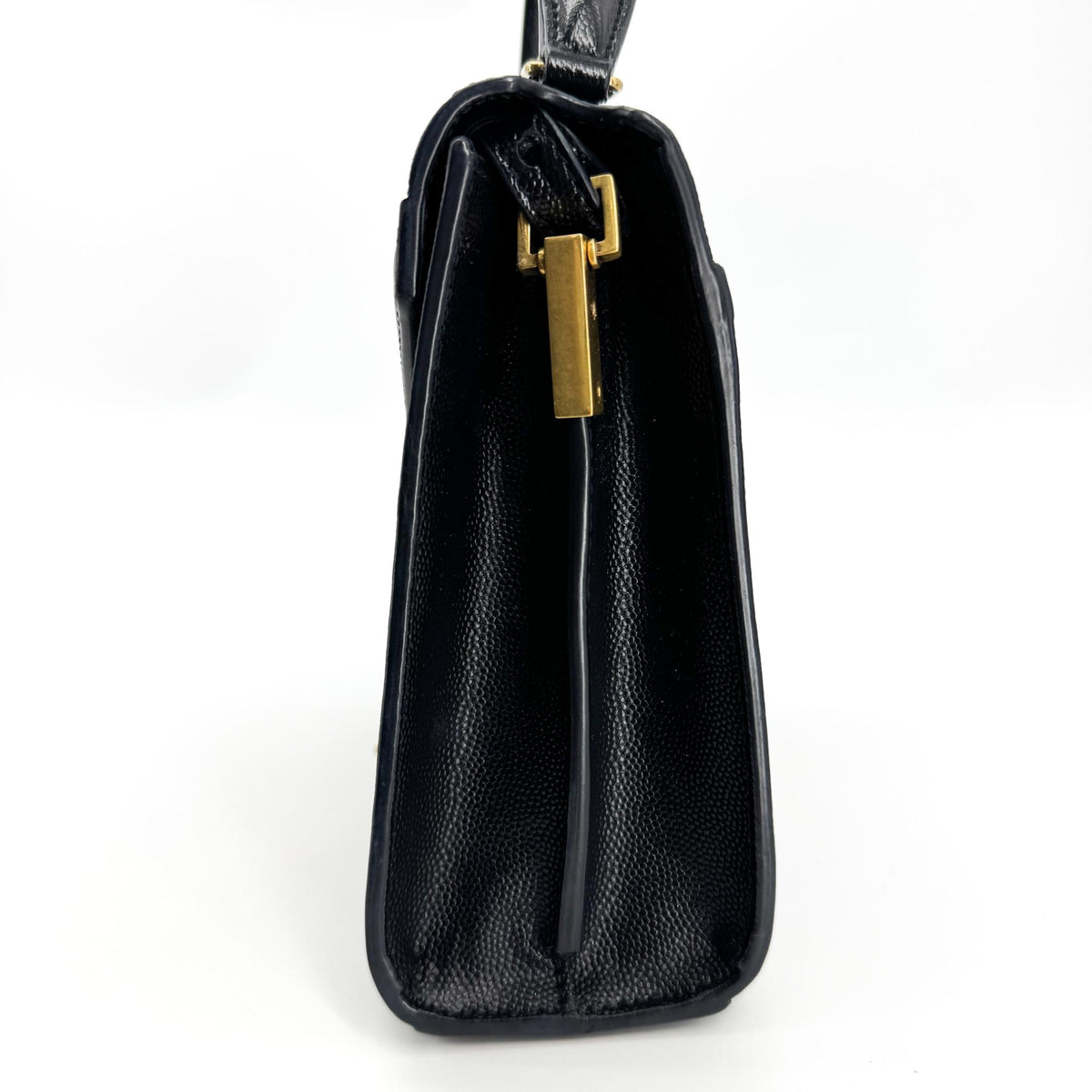 Saint Laurent Cassandra Leather Black Leather Shoulder Bag Bag (Pre-Owned)
