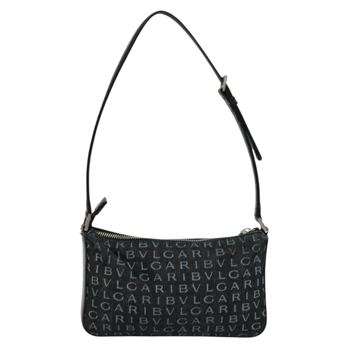 Bvlgari Logomania Canvas Black Canvas Shoulder Bag Bag (Pre-Owned)