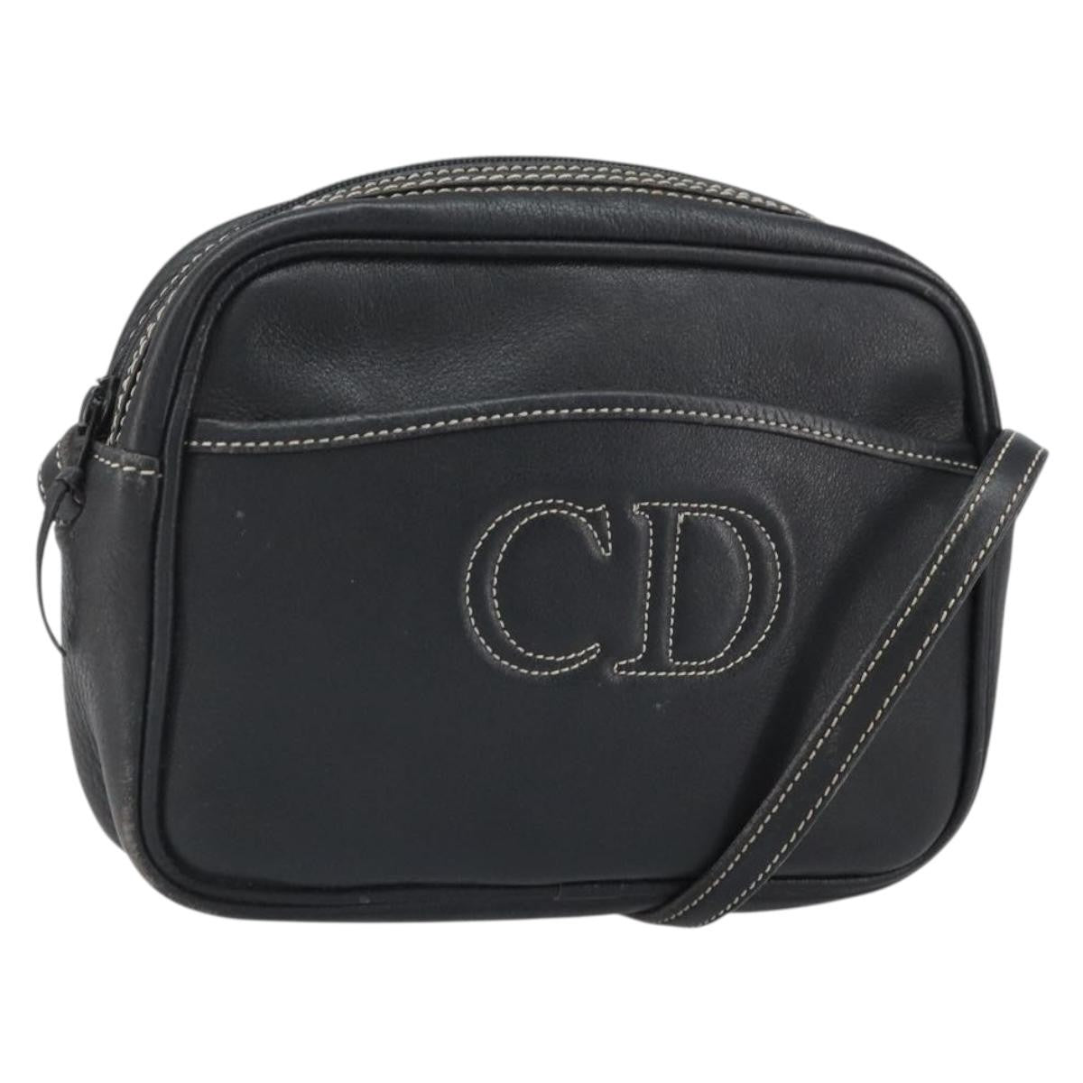 Christian Dior Cd Shoulder Bag Leather Navy Leather Shoulder Bag Bag (Pre-Owned)