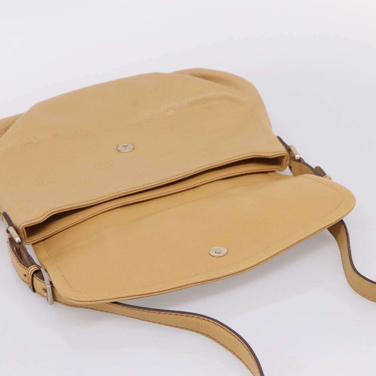 MCM Visetos Leather Beige Leather Shoulder Bag Bag (Pre-Owned)