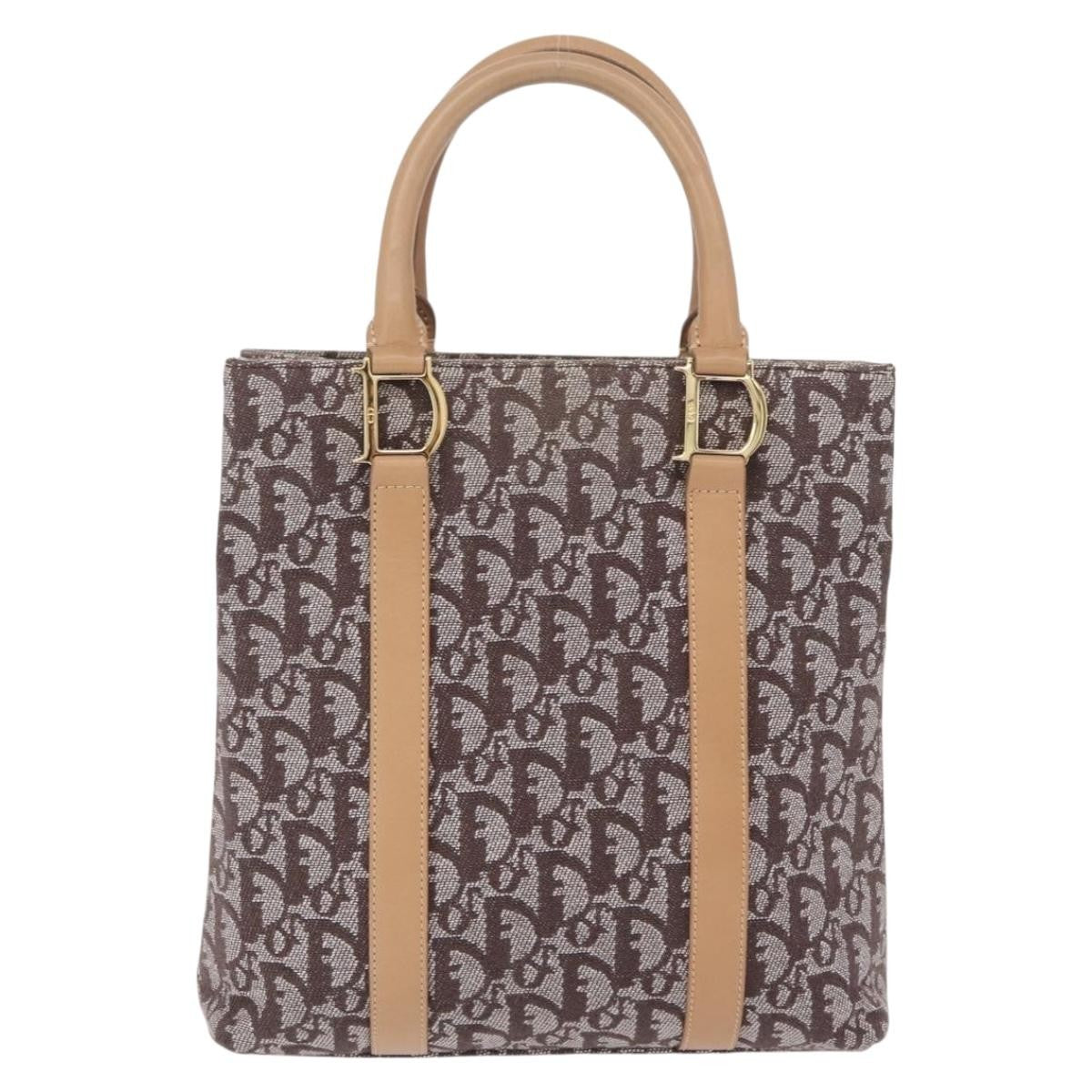 Christian Dior Vintage Open Diorissimo Canvas Brown Canvas Tote Bag Bag (Pre-Owned)