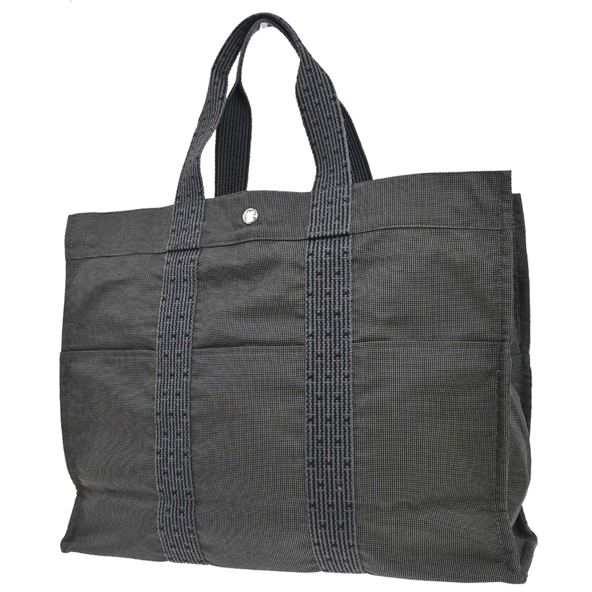 Hermes Fourre Tout Toile Gray Polyamide Tote Bag Bag (Pre-Owned)