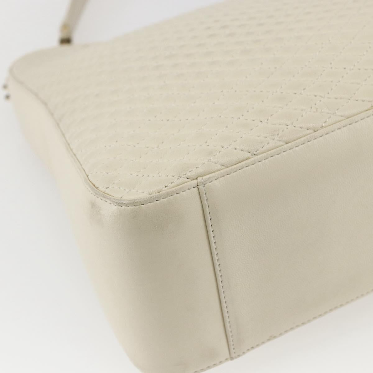 Bally Vintage Quilted Leather Ecru Leather Shoulder Bag Bag (Pre-Owned)