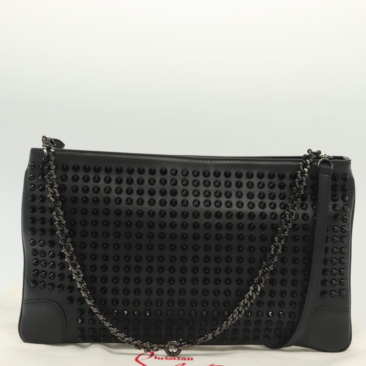 Christian Louboutin Loubiclutch Spiked Leather Black Leather Shoulder Bag Bag (Pre-Owned)