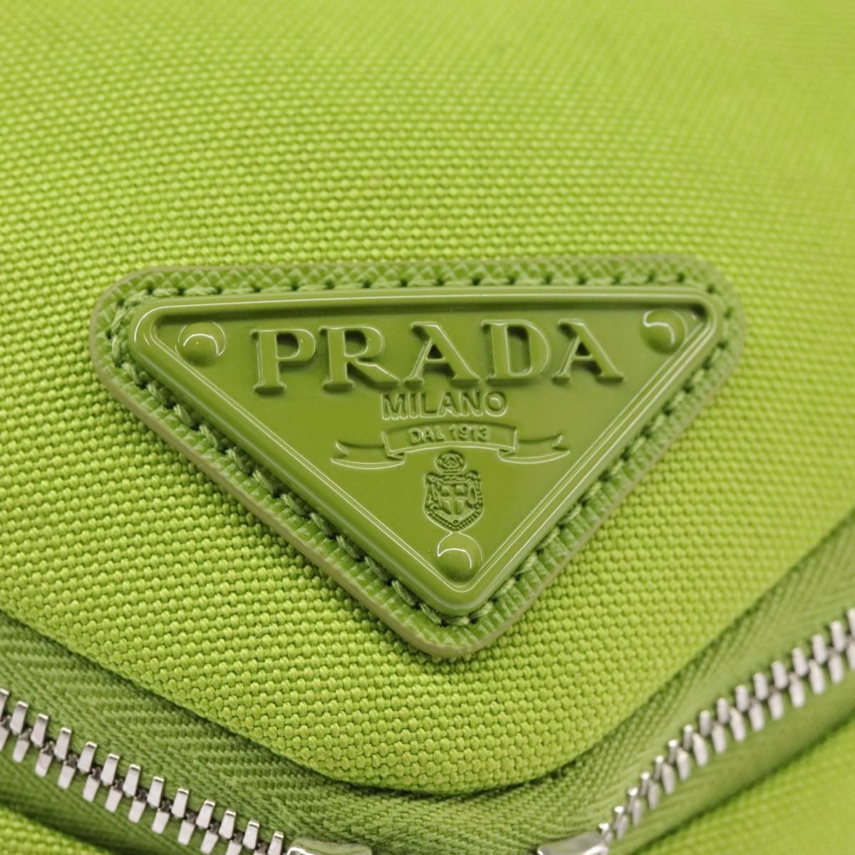 Prada Zipped Triangle Canvas Green Canvas Crossbody Bag Bag (Pre-Owned)