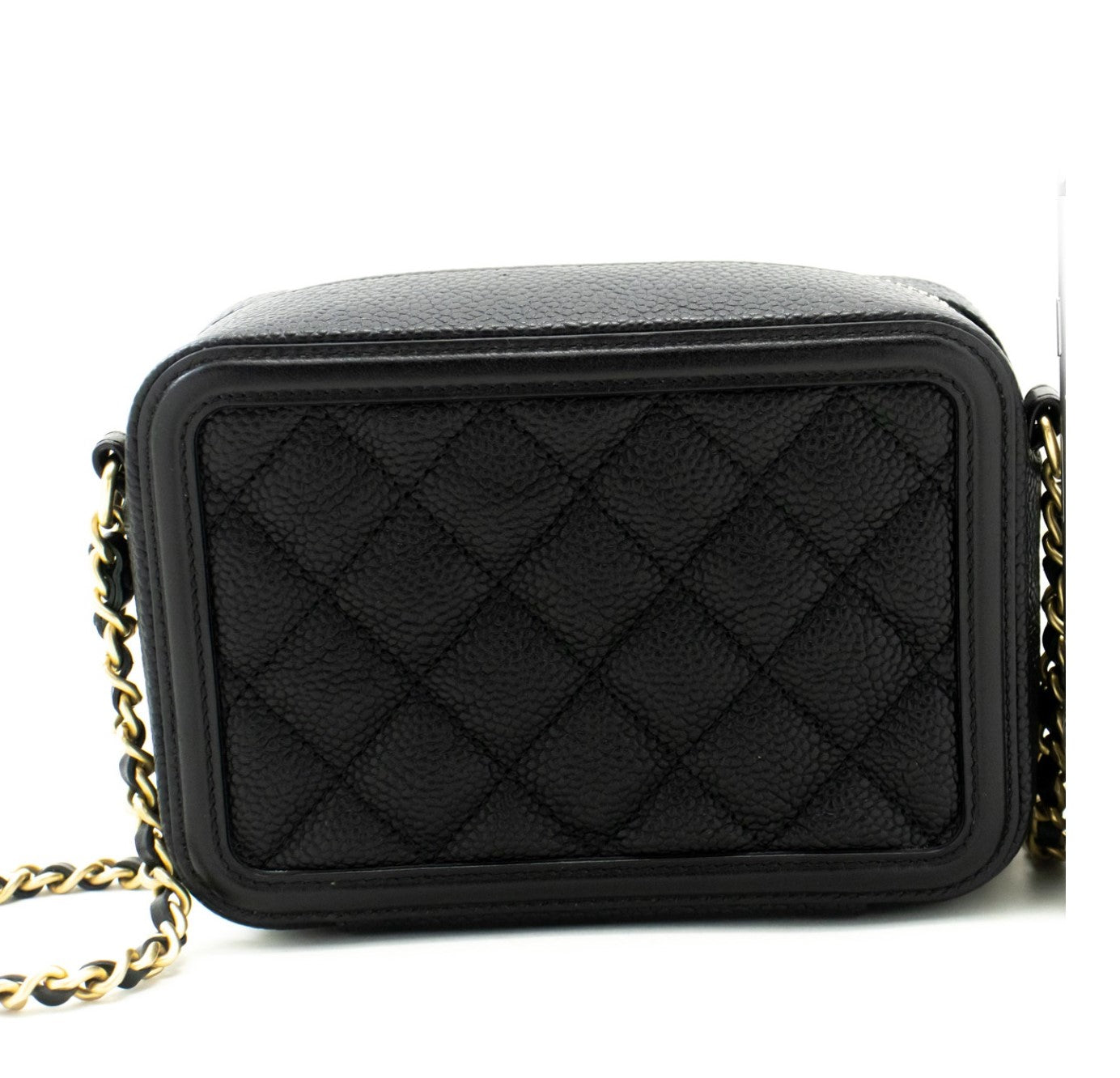 Chanel Cc Filigree Black Leather Shoulder Bag (Pre-Owned)