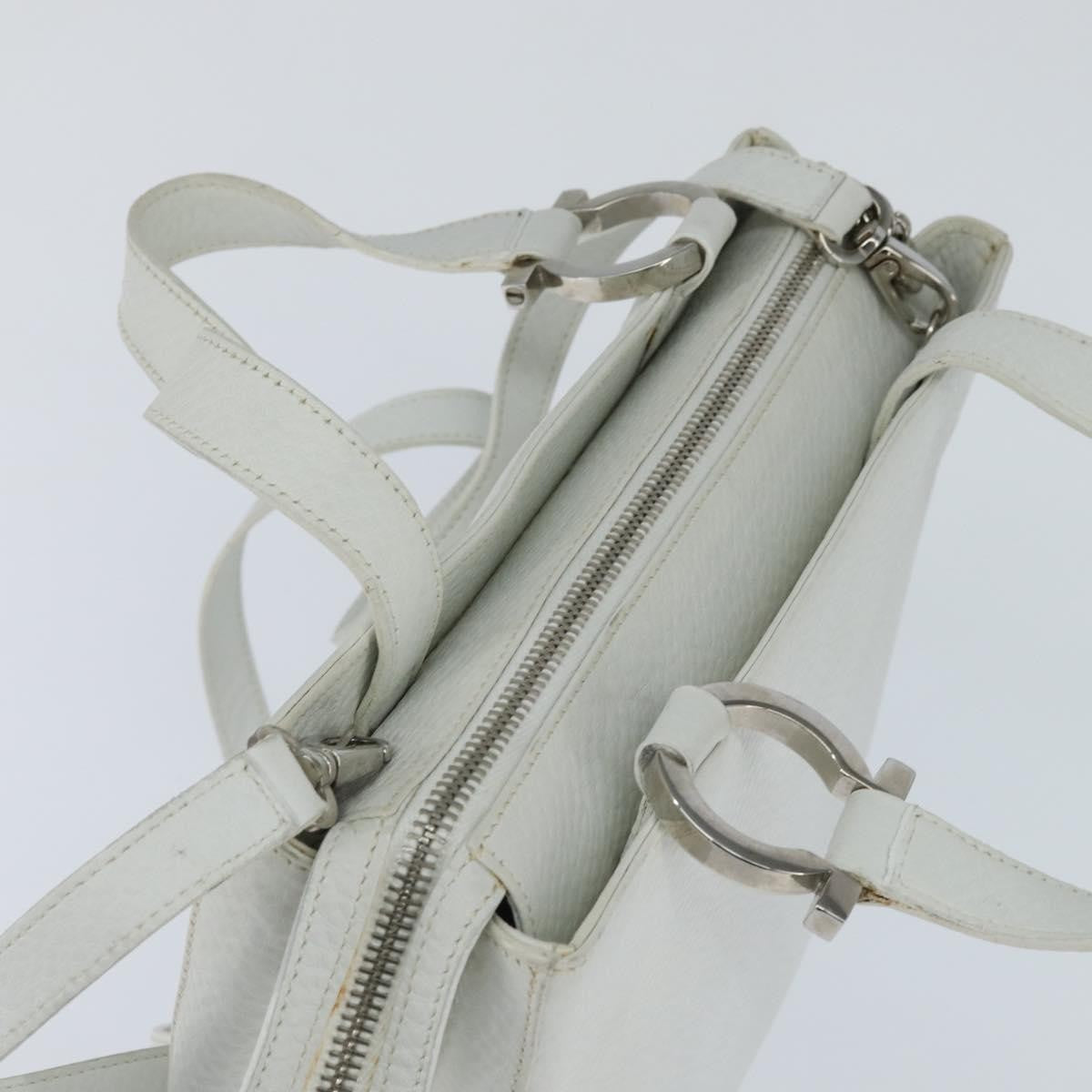 Salvatore Ferragamo Gancini Leather White Leather Handbag (Pre-Owned)