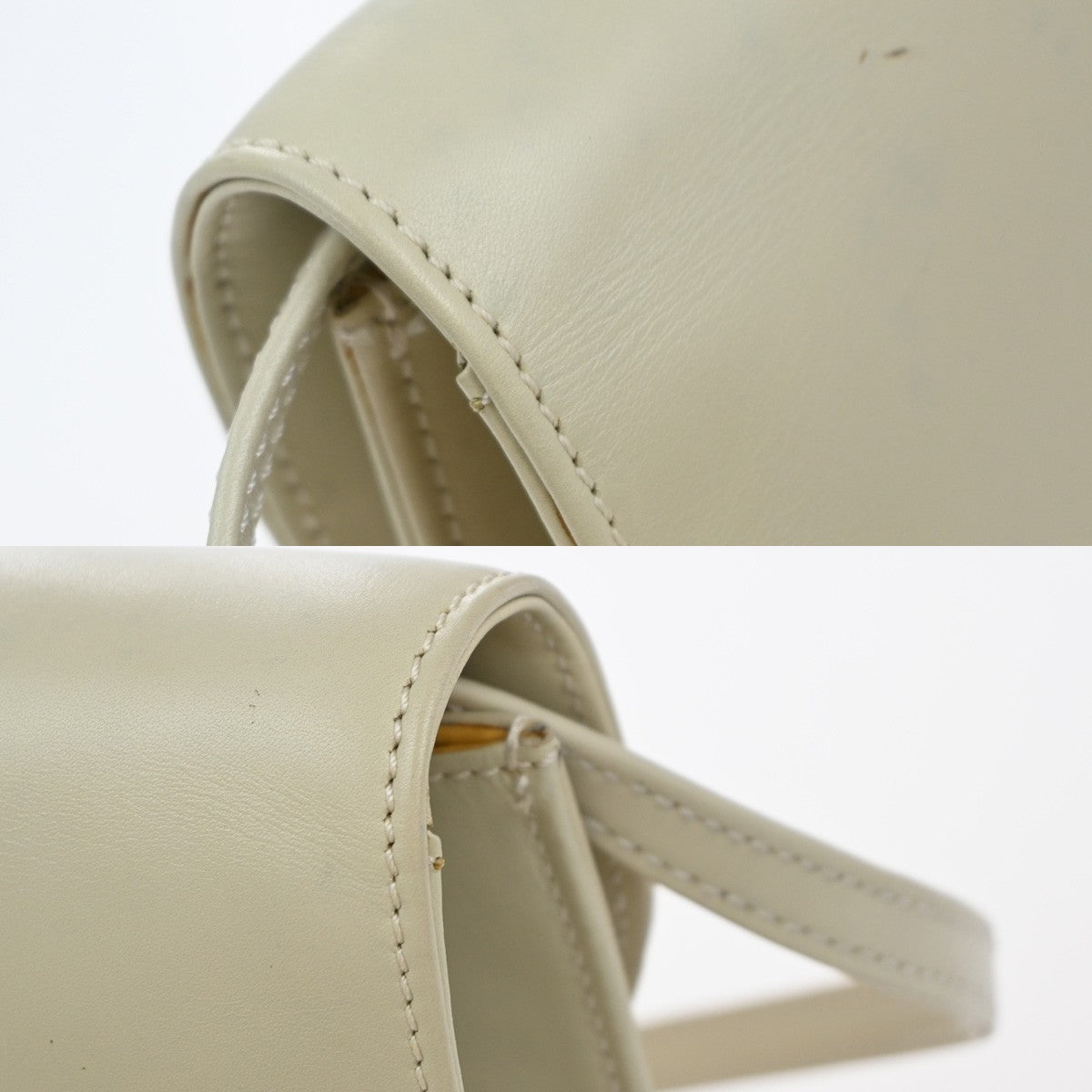 Celine Vintage Leather White Leather Shoulder Bag Bag (Pre-Owned)