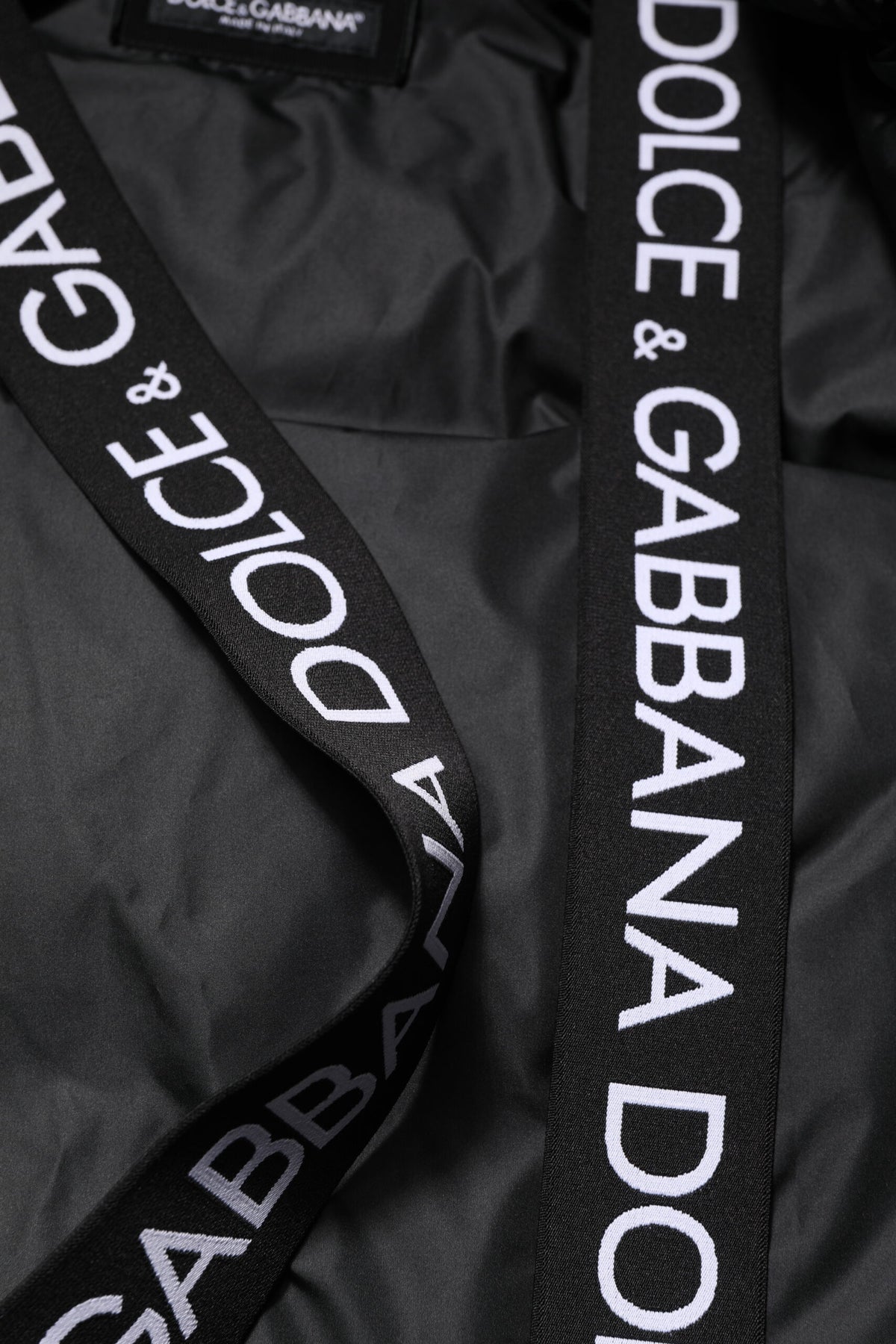 Dolce & Gabbana Black Logo Full Zip Hooded Quilted Men's Jacket