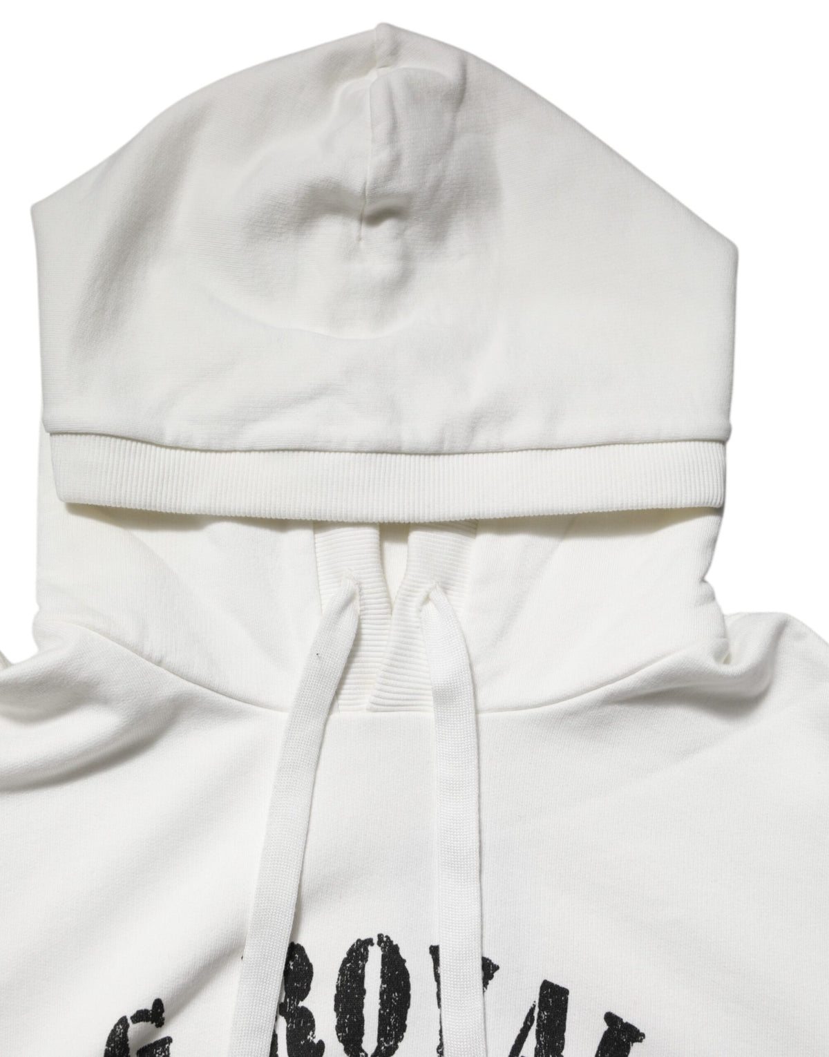 Dolce & Gabbana White Cotton DG ROYAL Print Hooded Men's Sweater