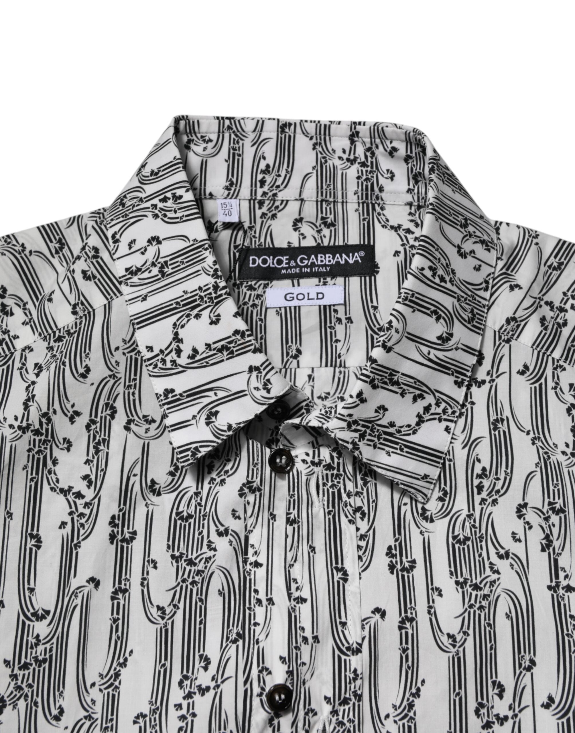 Dolce & Gabbana White Floral Print Casual Long Sleeves Men's Shirt